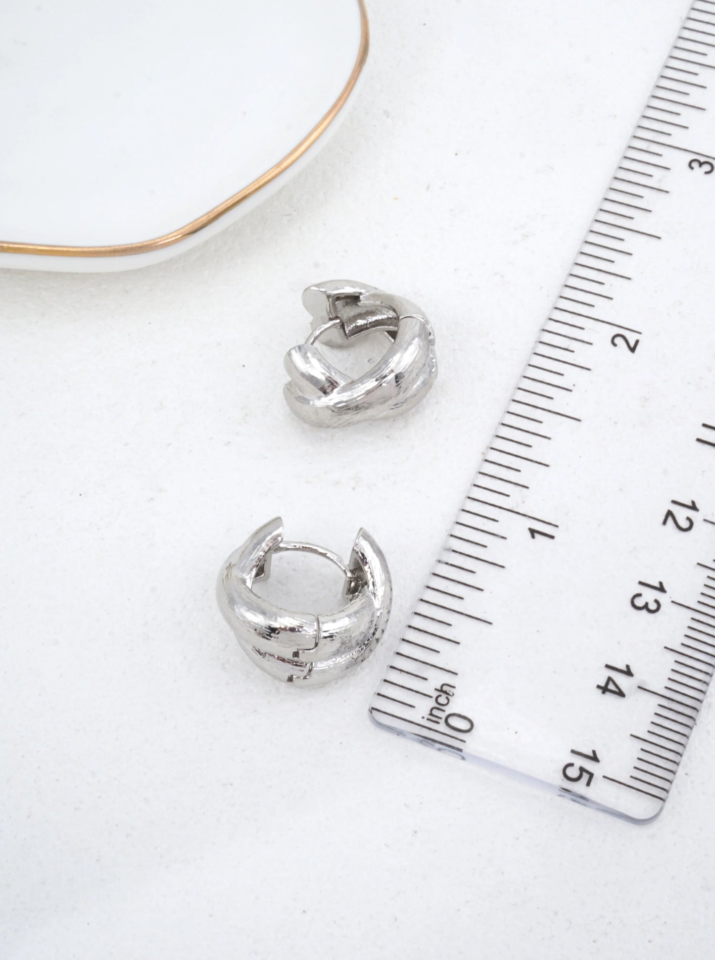 White Gold Dipped Chunky Cross Over Earrings