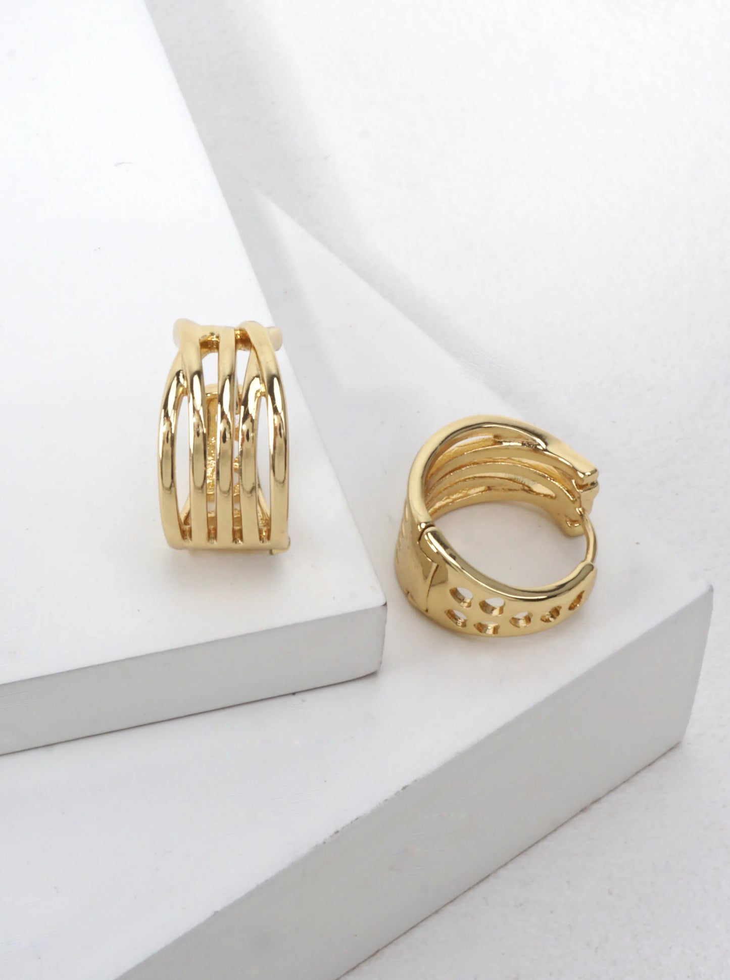 14K Gold-Dipped Filigree Huggie Earrings