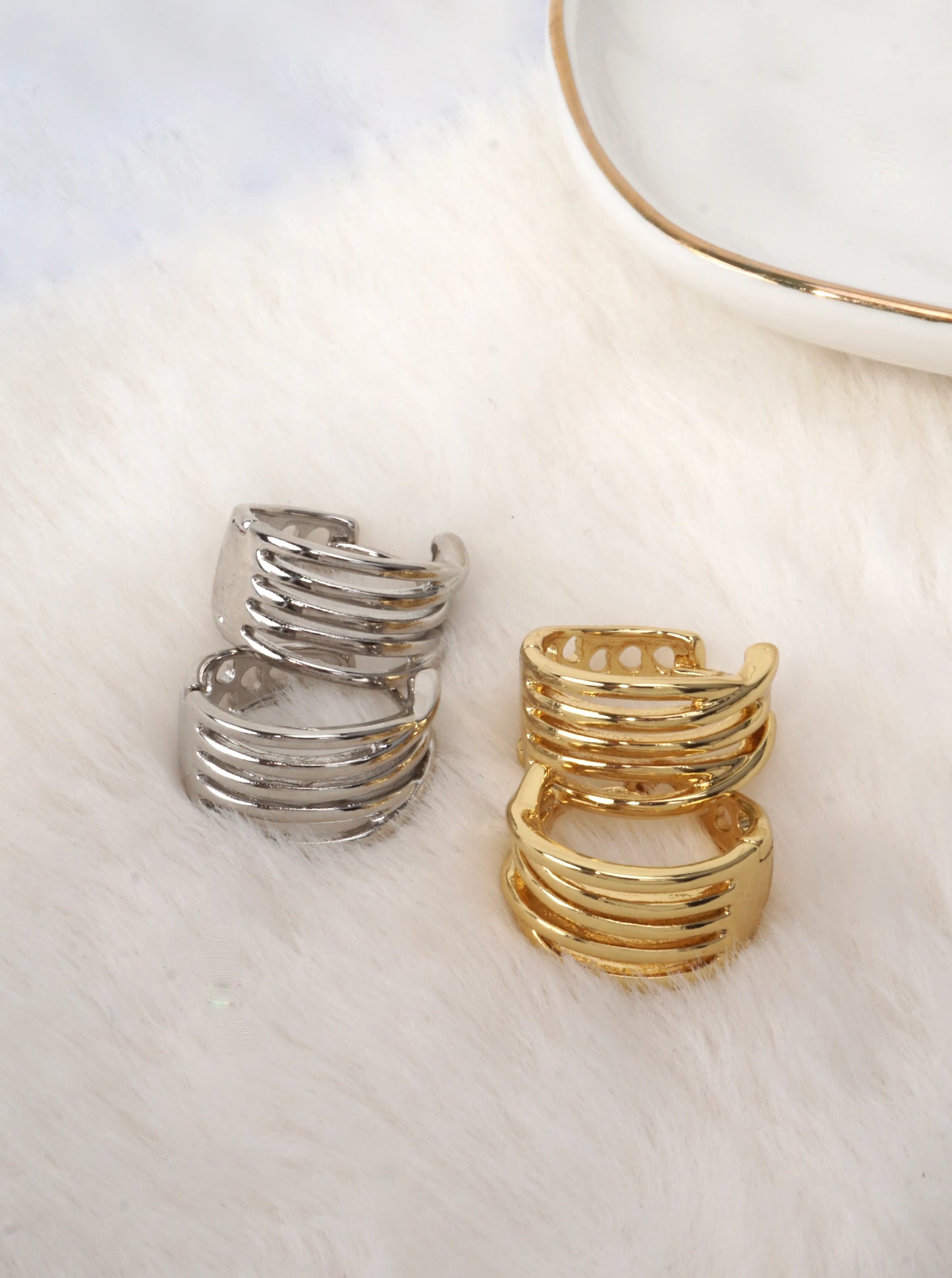 14K Gold-Dipped Filigree Huggie Earrings