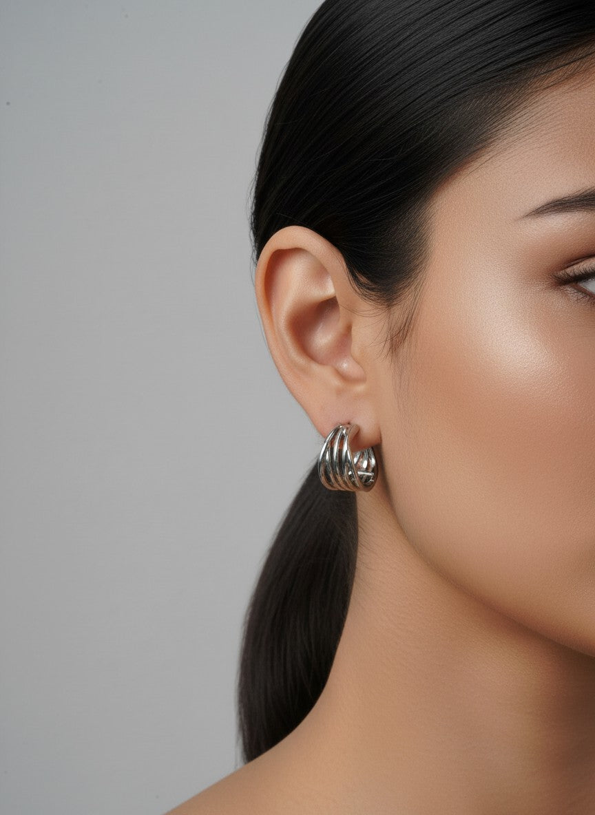 14K Gold-Dipped Filigree Huggie Earrings
