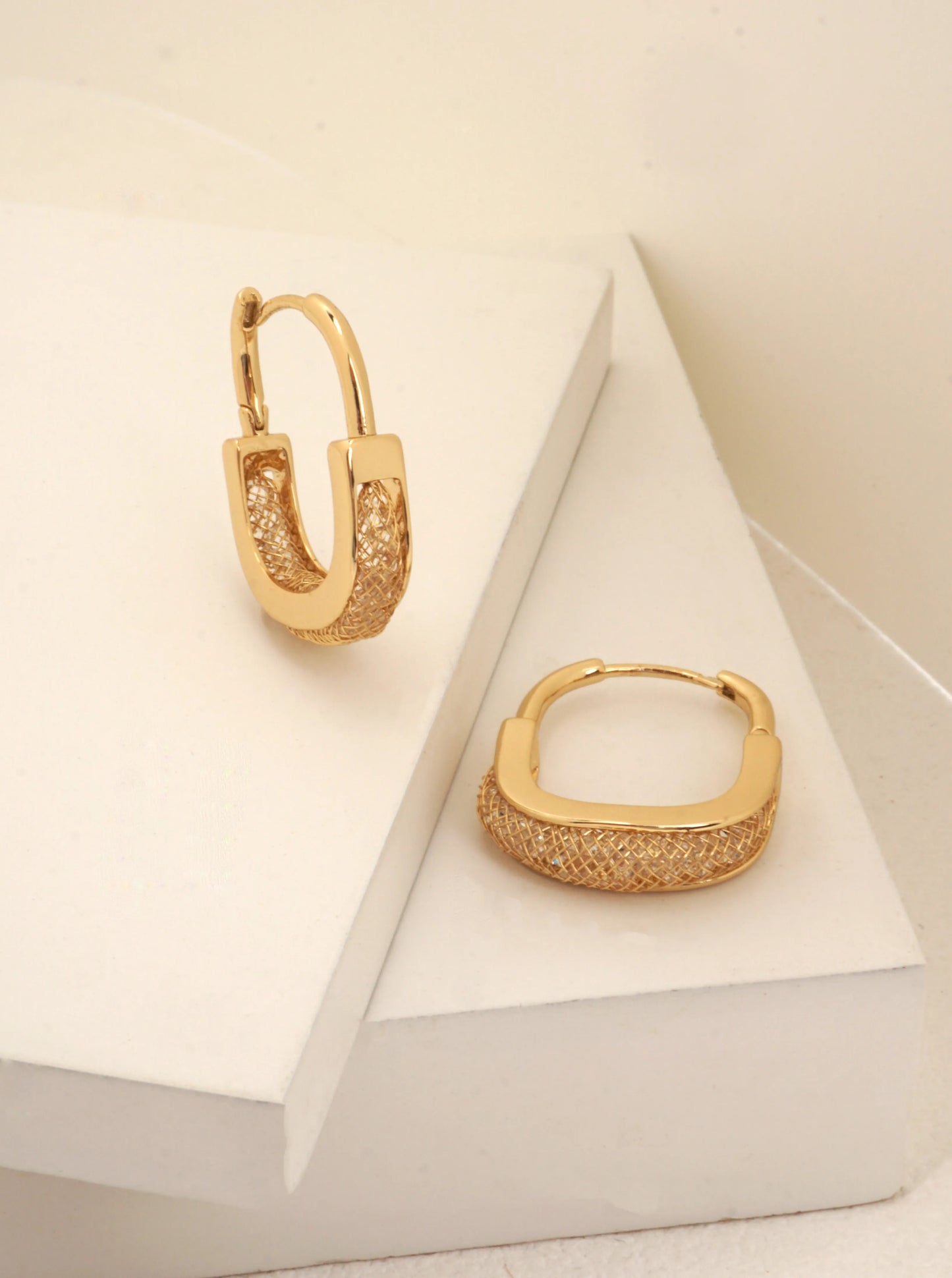 14K Gold-Dipped Filigree Square Hoop Earrings