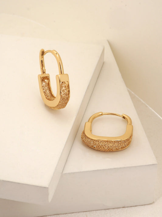 14K Gold-Dipped Filigree Square Hoop Earrings