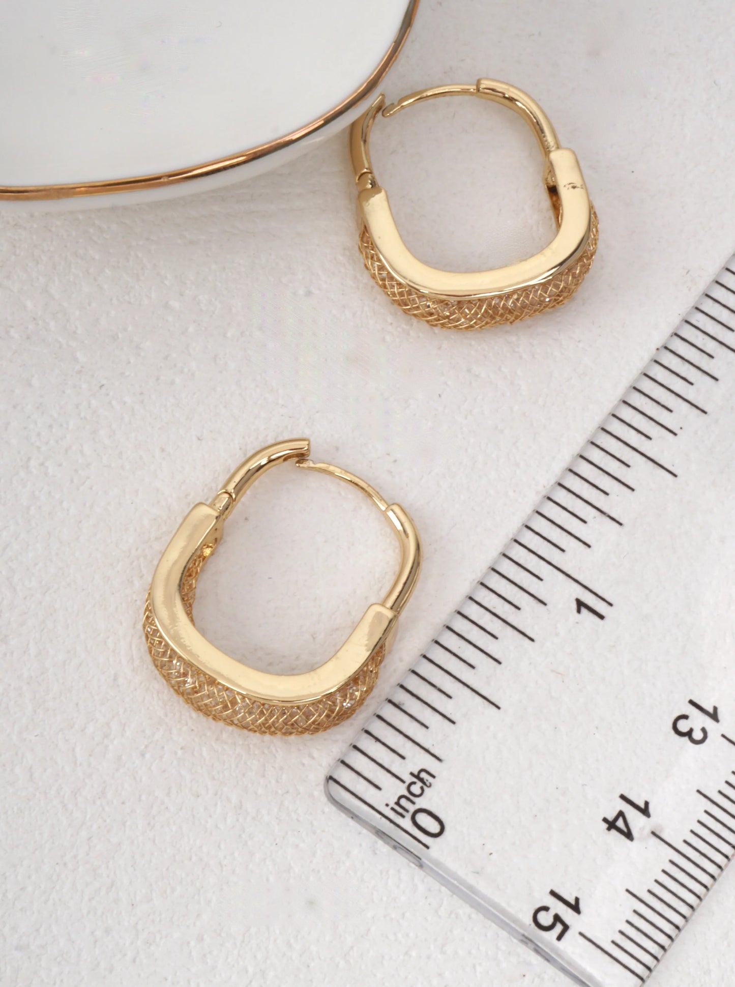 14K Gold-Dipped Filigree Square Hoop Earrings