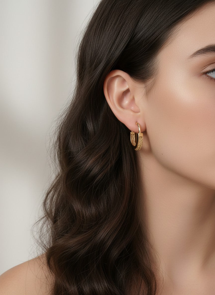 14K Gold-Dipped Filigree Square Hoop Earrings