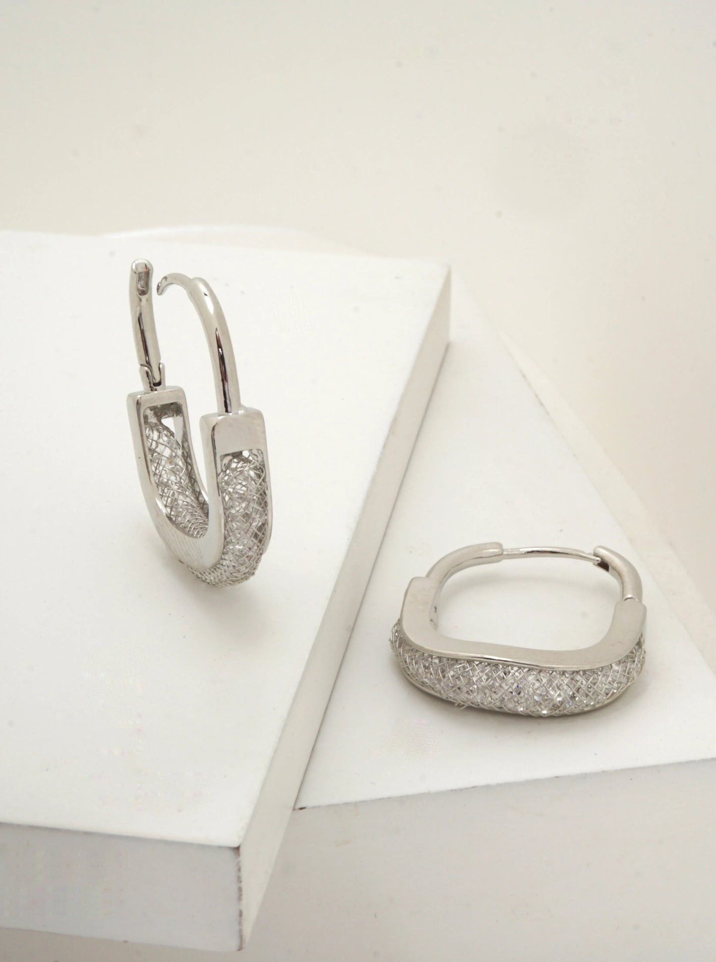 14K Gold-Dipped Filigree Square Hoop Earrings