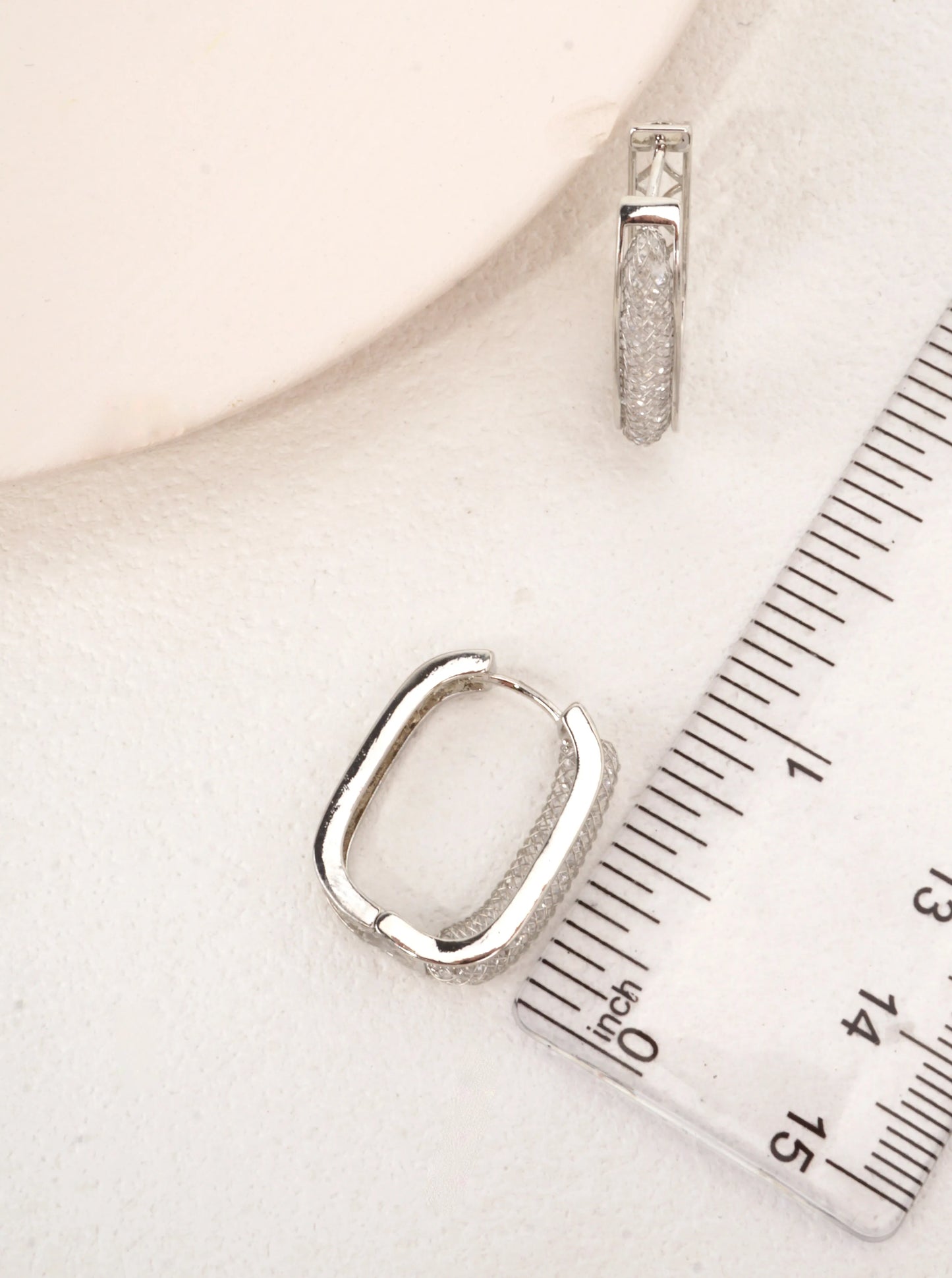 14K Gold-Dipped Openwork Rectangle Hoops