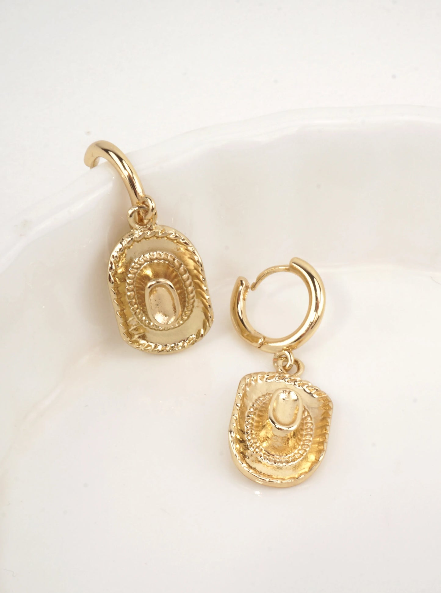 14K Gold-Dipped Cowboy Hat Huggie Earrings