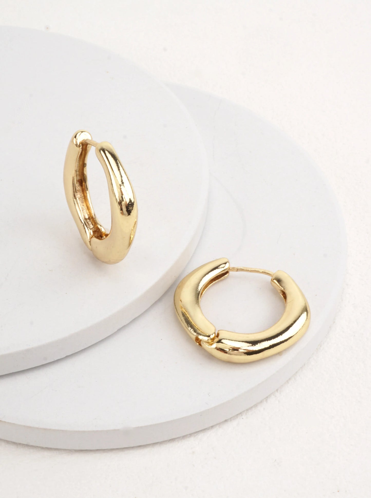 14K Gold-Dipped Oval Huggie Hoop Earrings