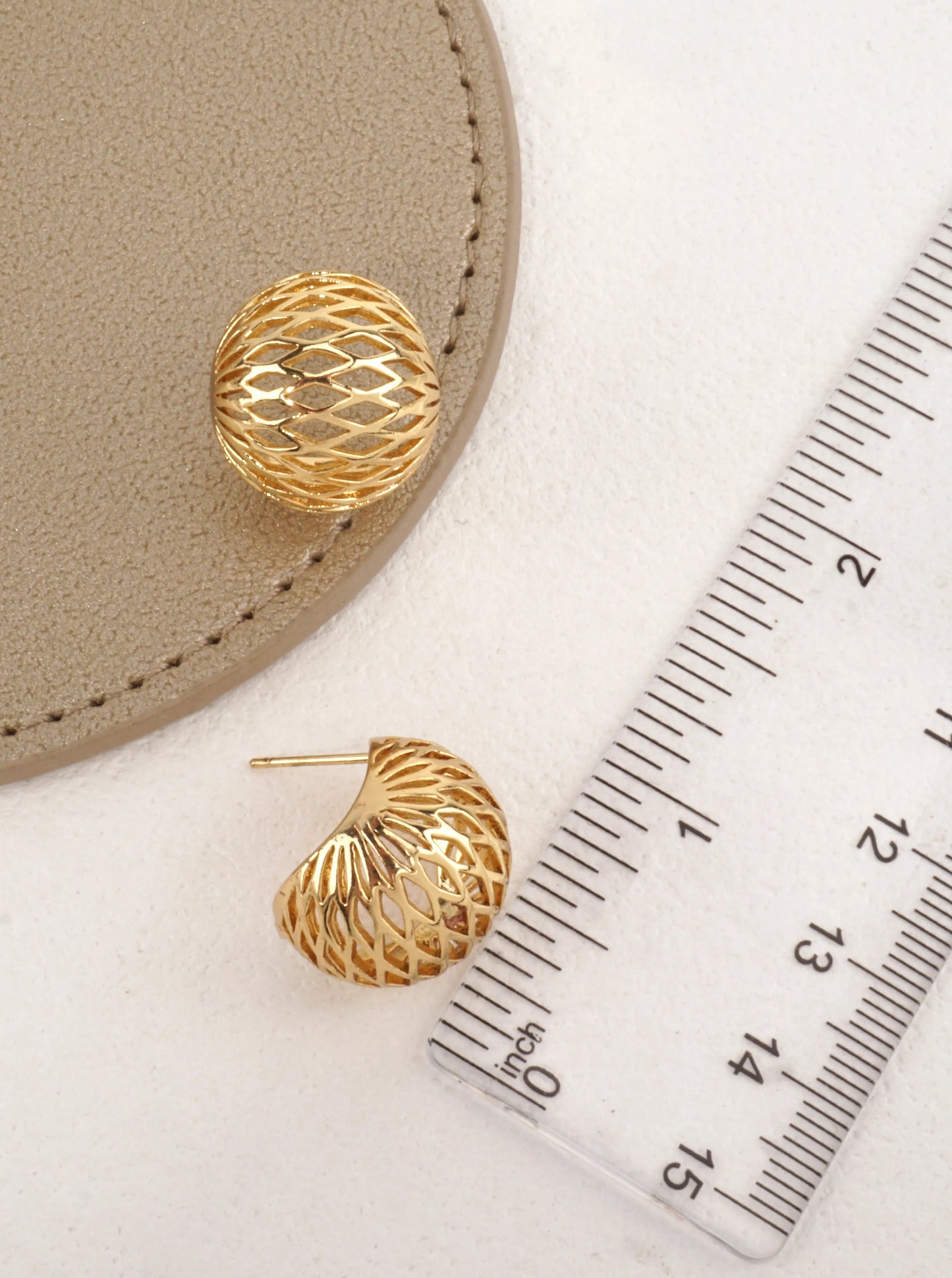 14K Gold-Dipped Openwork Dome Stud Earrings