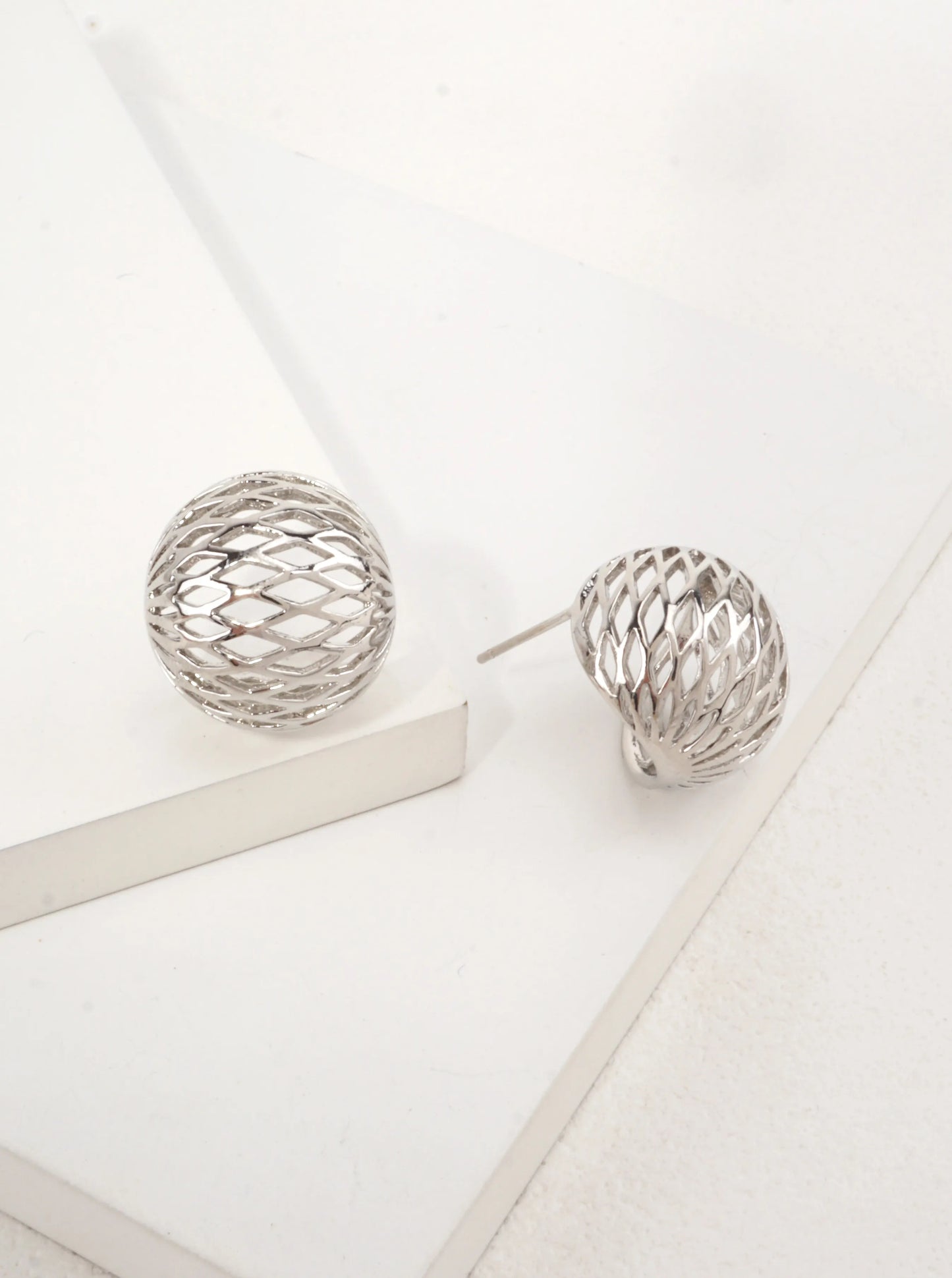 14K Gold-Dipped Openwork Dome Stud Earrings