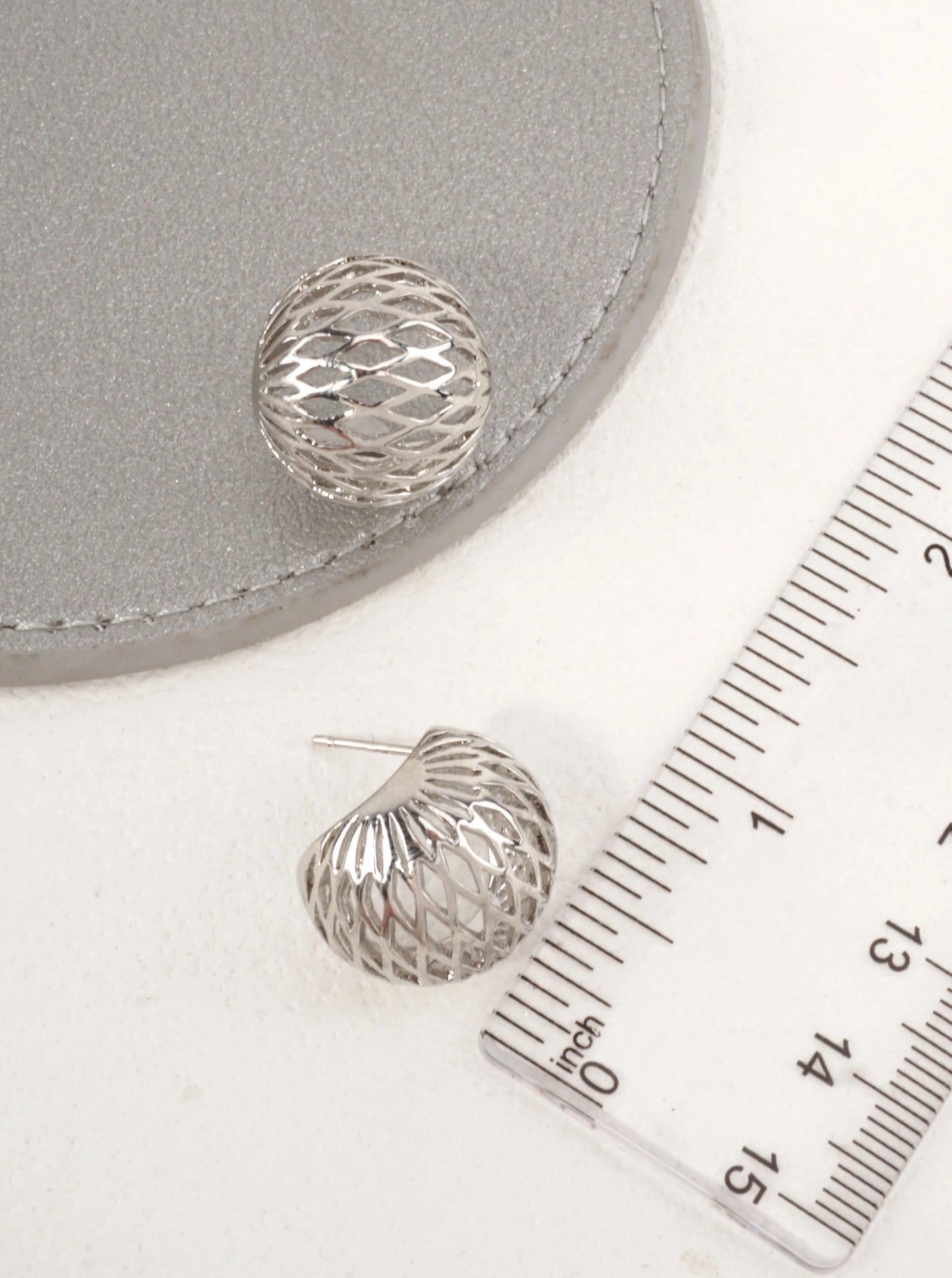 14K Gold-Dipped Openwork Dome Stud Earrings