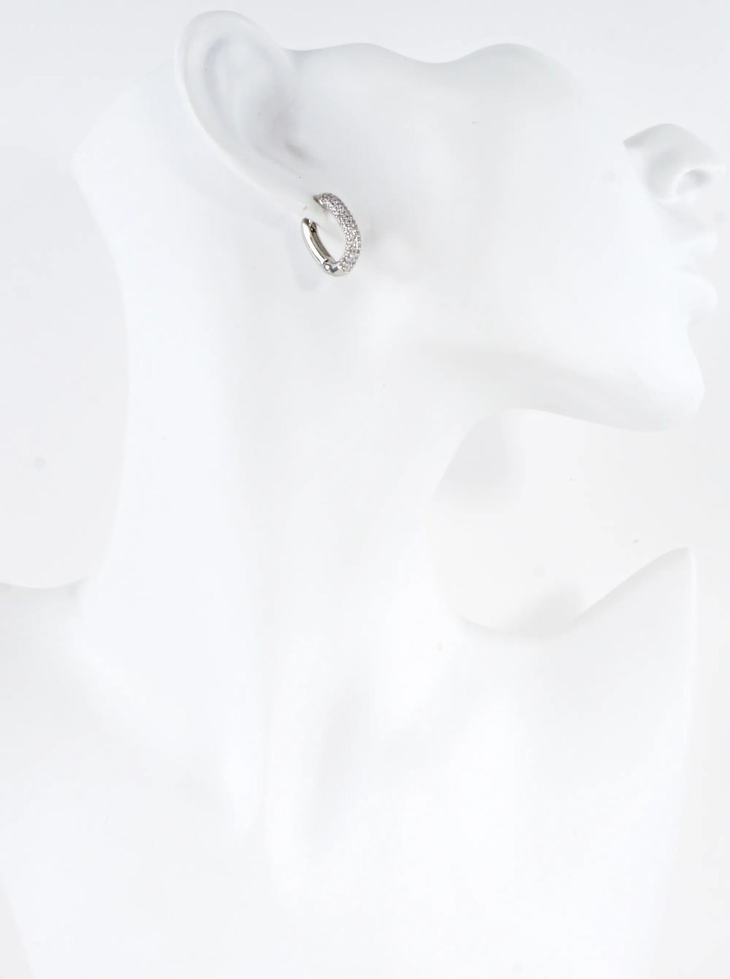 Rectangular Pave Cubic Zirconia Hoop Earrings