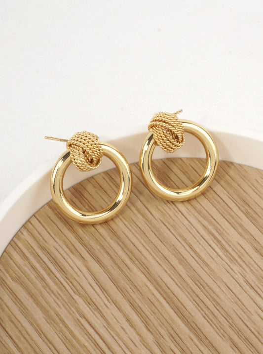 14K Gold-Dipped Textured Knot Drop Earrings