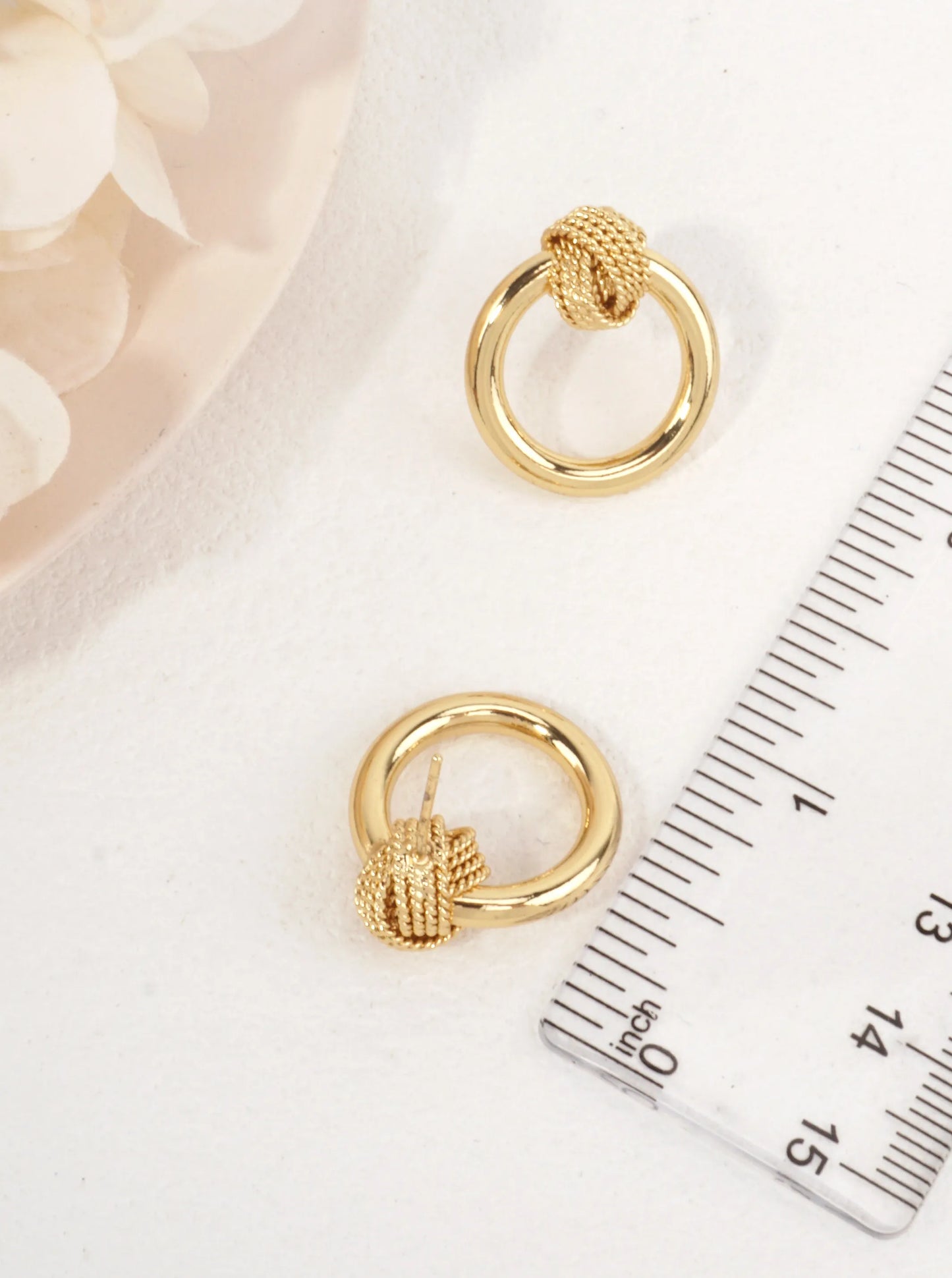 14K Gold-Dipped Textured Knot Drop Earrings