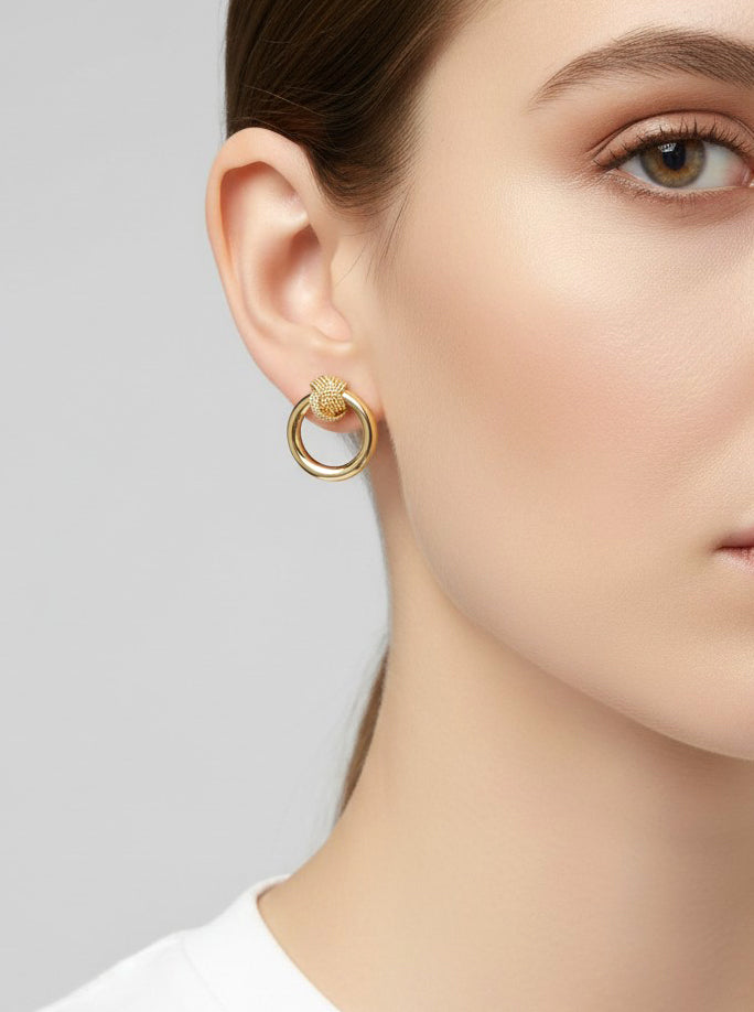 14K Gold-Dipped Textured Knot Drop Earrings