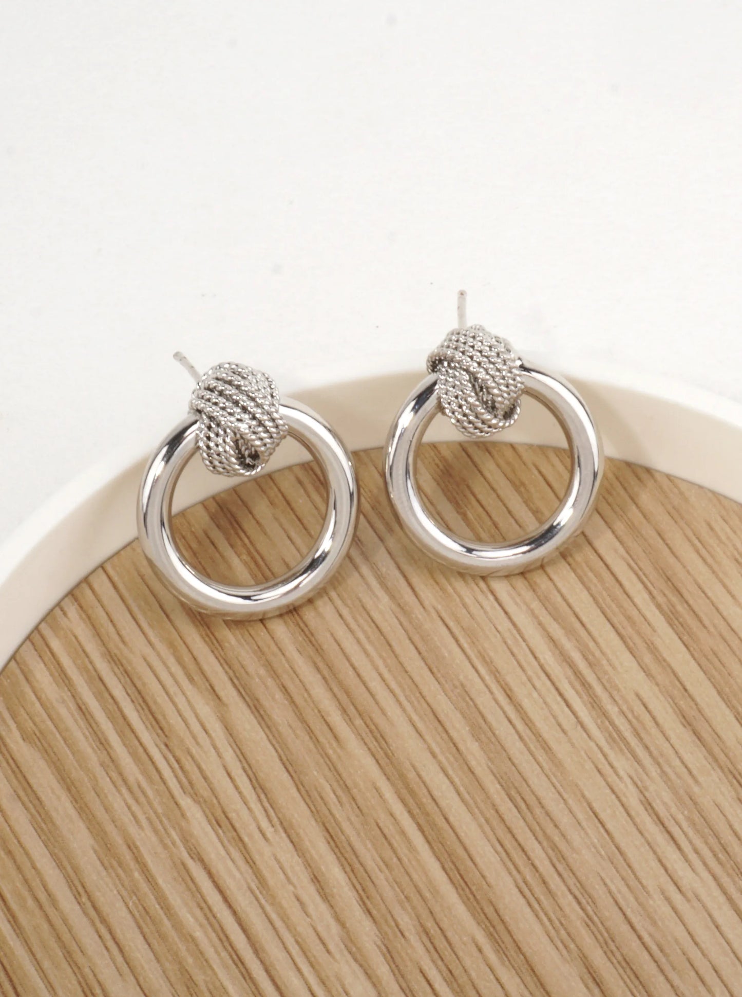 14K Gold-Dipped Textured Knot Drop Earrings