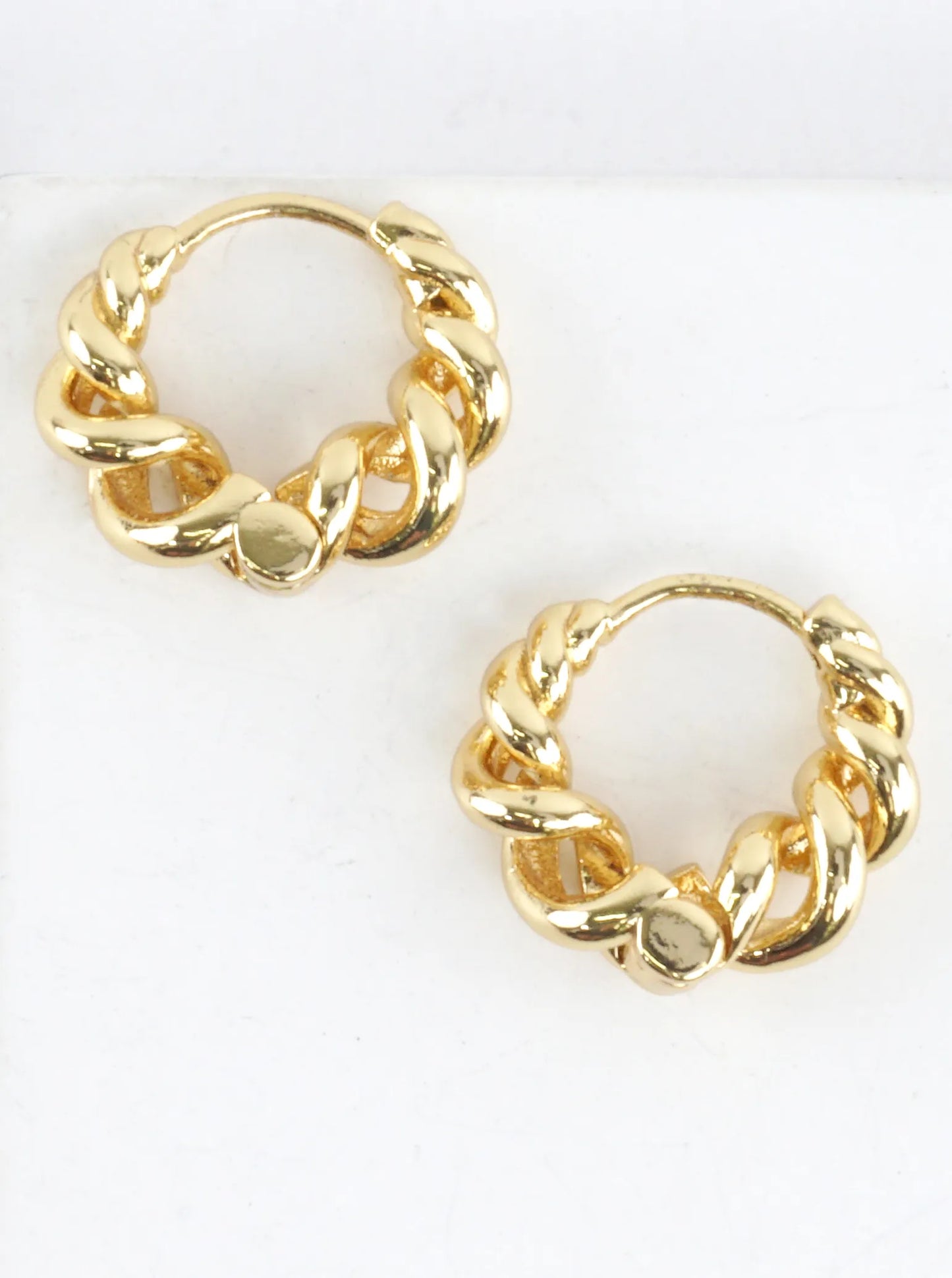 Tiny Graduated Twist Textured Huggie Hoop Earrings