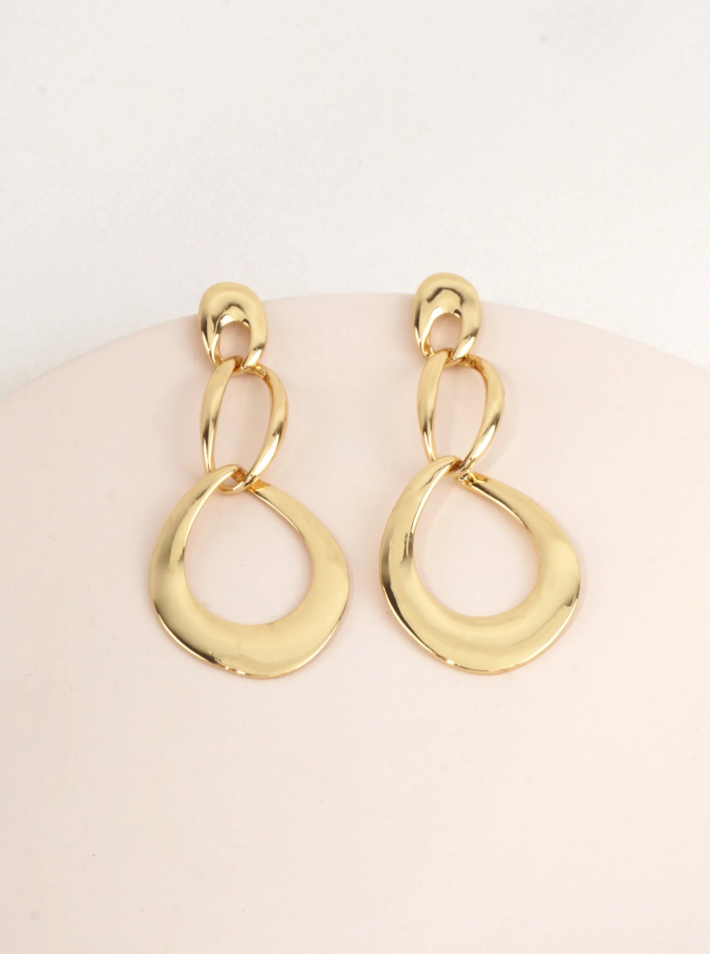 14K Gold-Dipped Organic Link Dangle Earrings