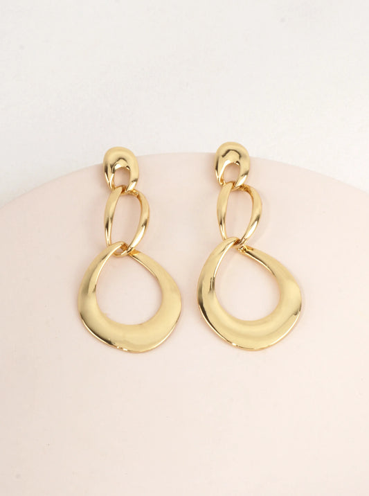 14K Gold-Dipped Organic Link Dangle Earrings