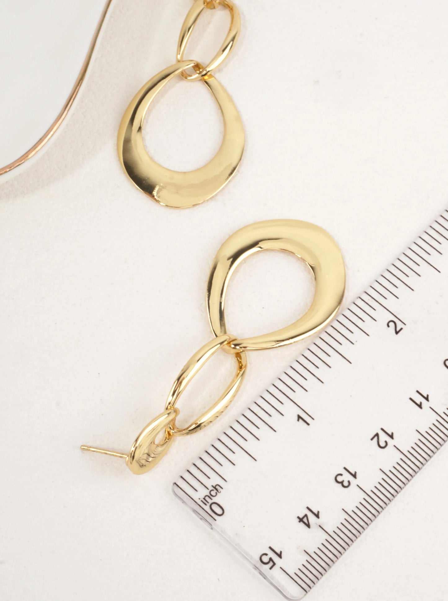 14K Gold-Dipped Organic Link Dangle Earrings