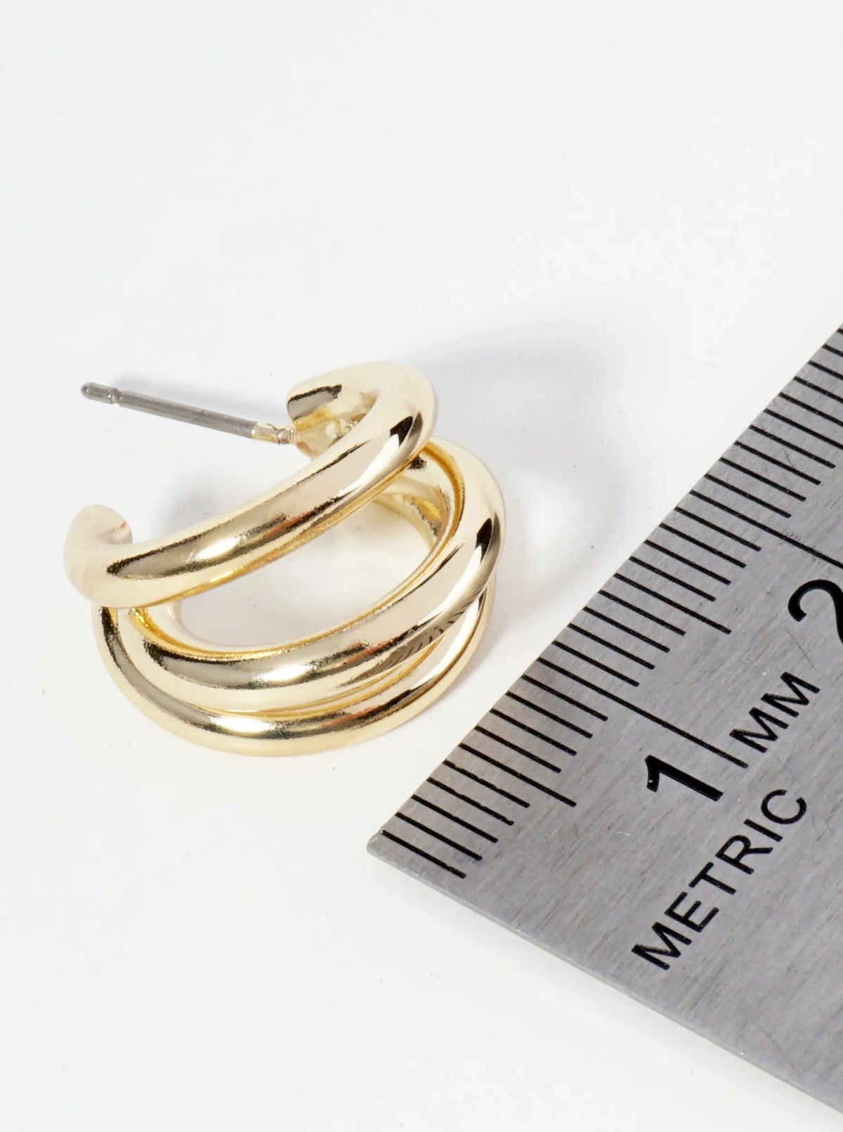 Gold Plated Triple Hoop Huggie Earring