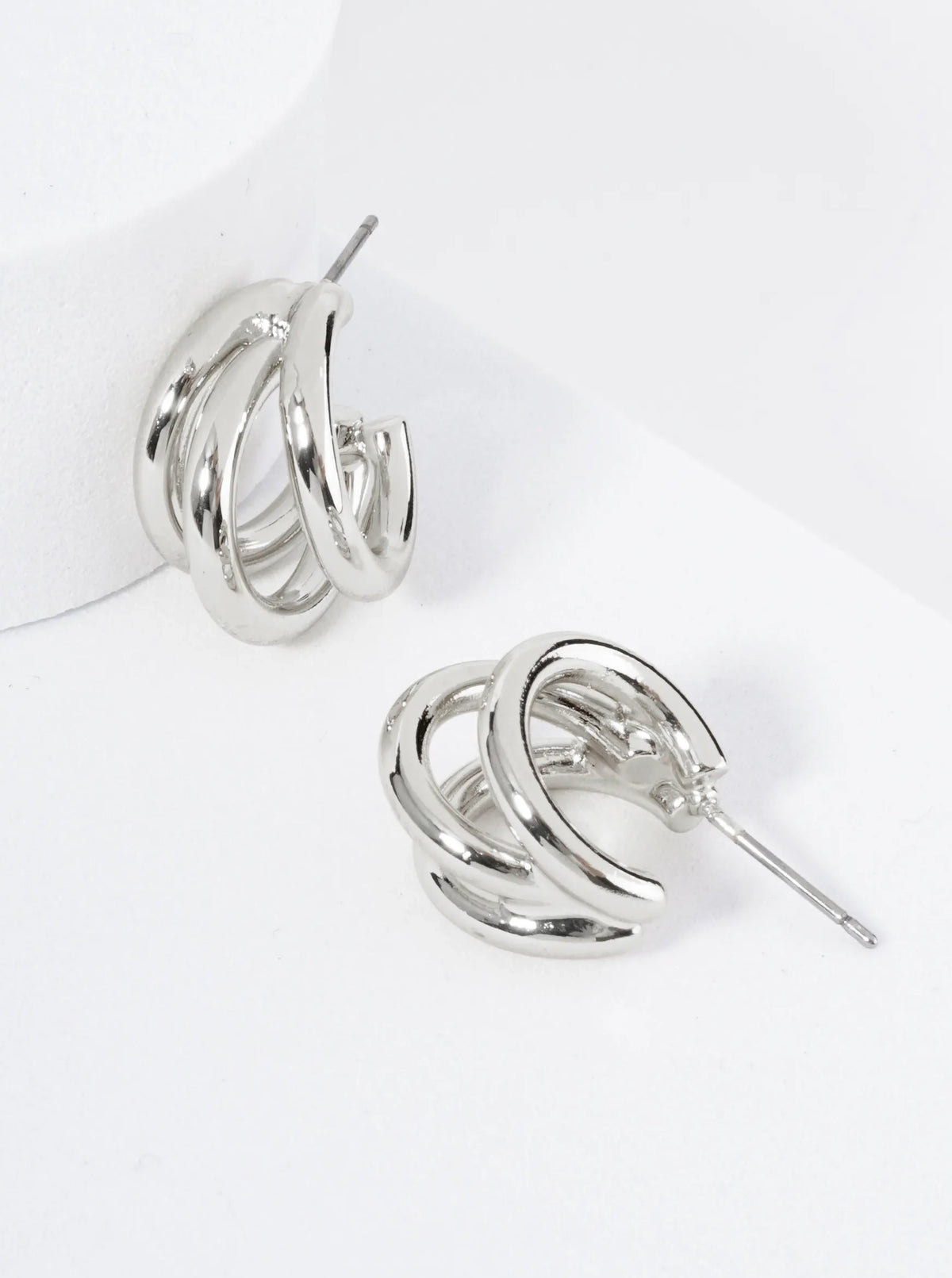 Gold Plated Triple Hoop Huggie Earring