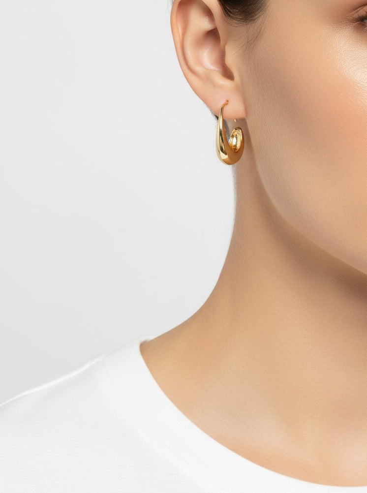 Gold Plated Tapered Hoop Earring
