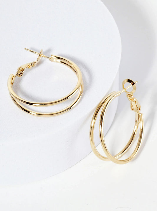 Gold Plated Double Hoop Earring
