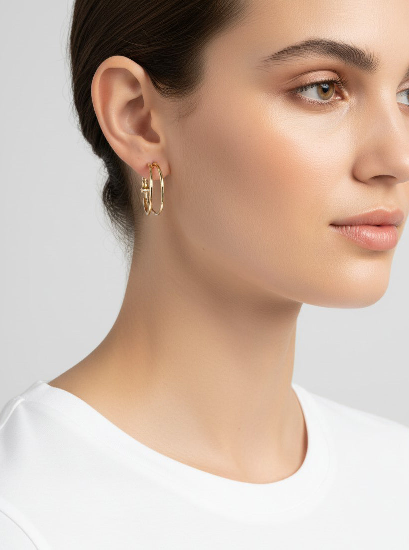 Gold Plated Double Hoop Earring