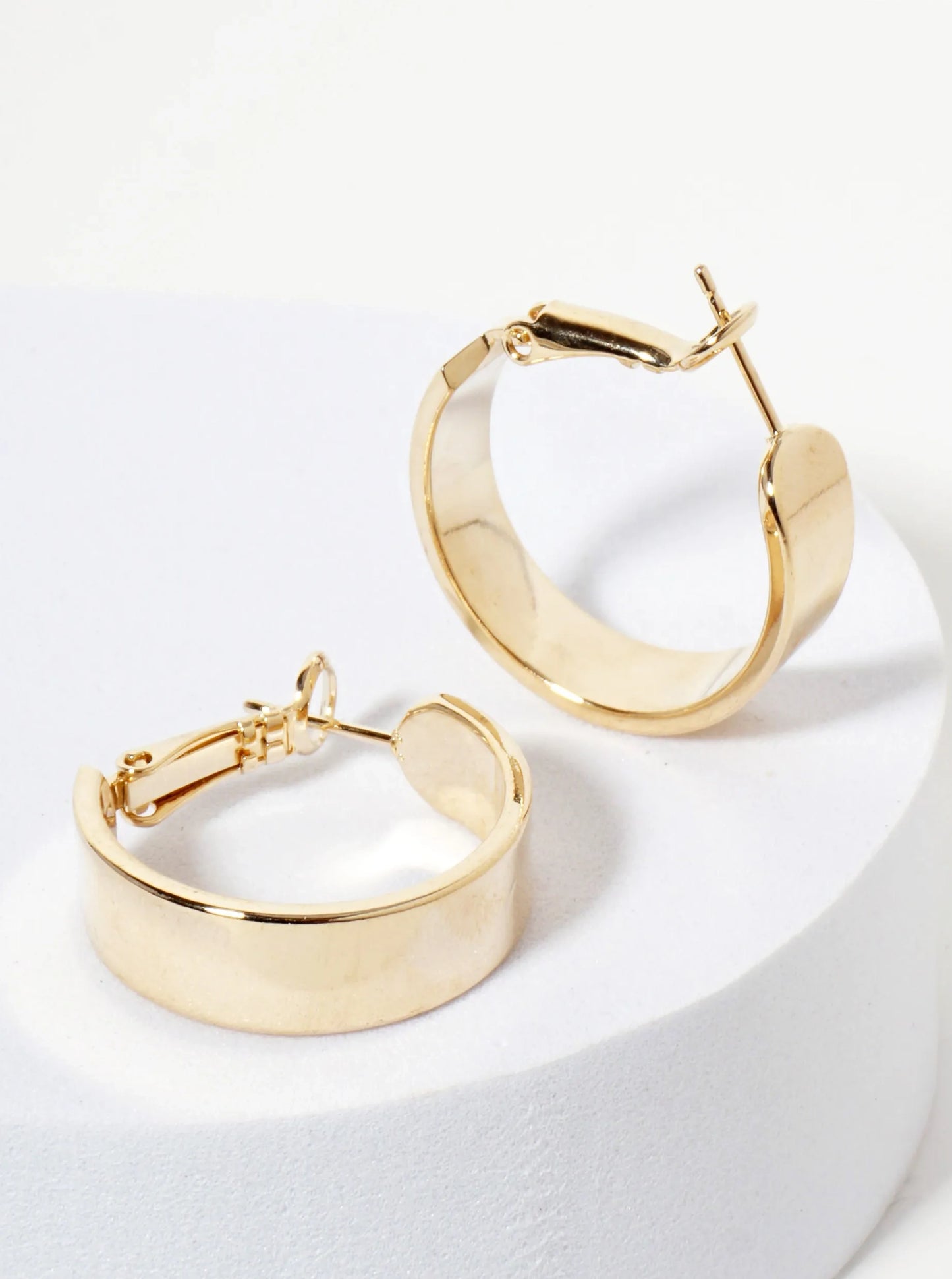 Gold Plated Wide Hoop Earring