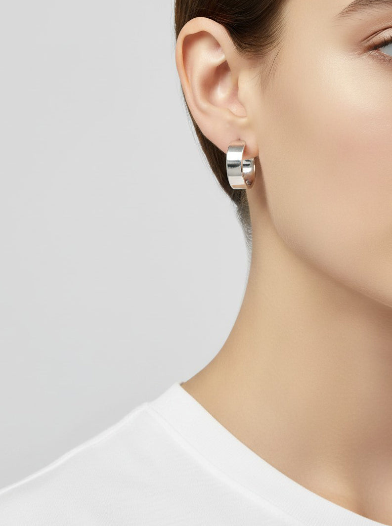 Gold Plated Wide Hoop Earring