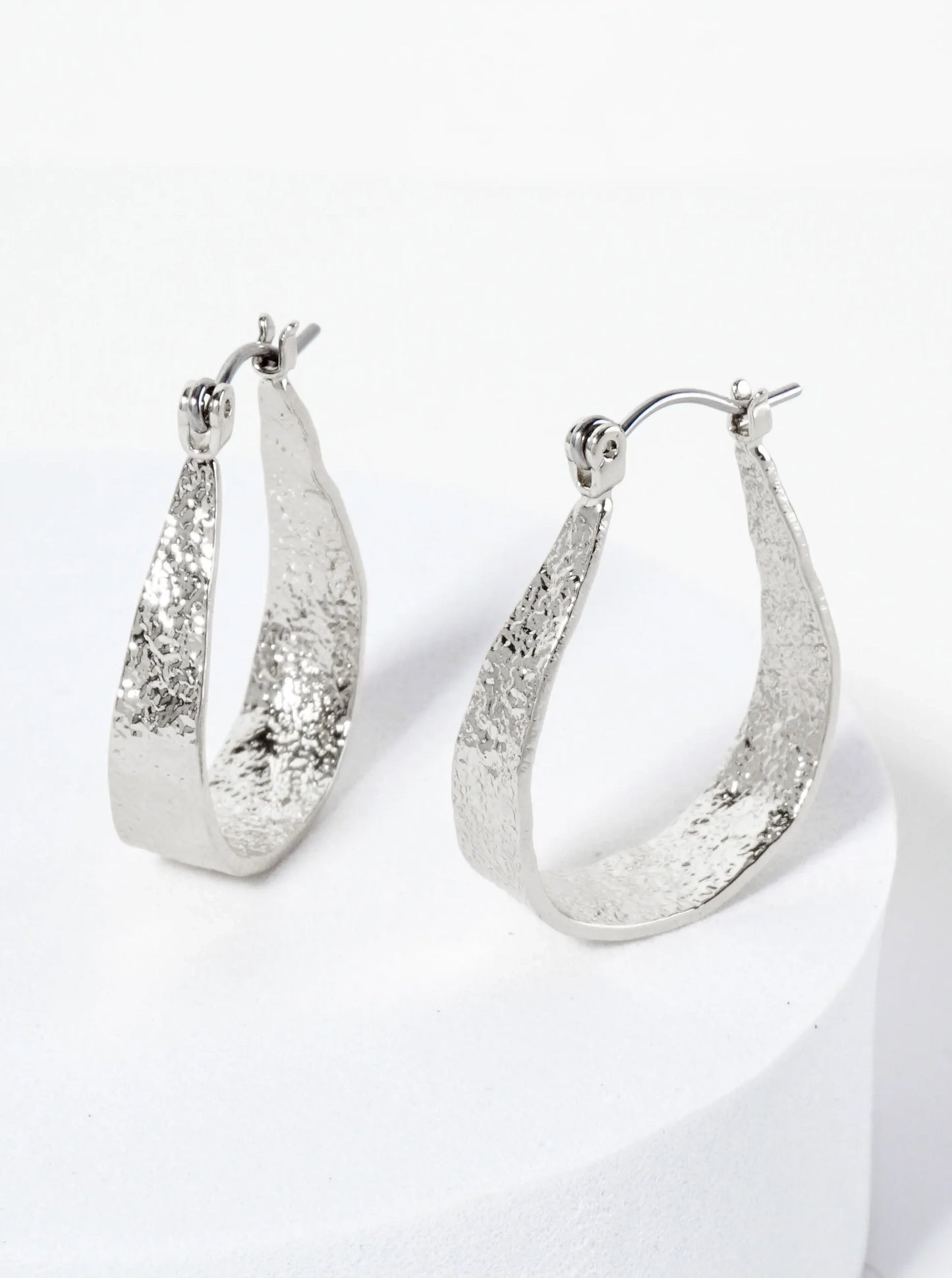 Gold Plated Textured Teardrop Hoop Earring