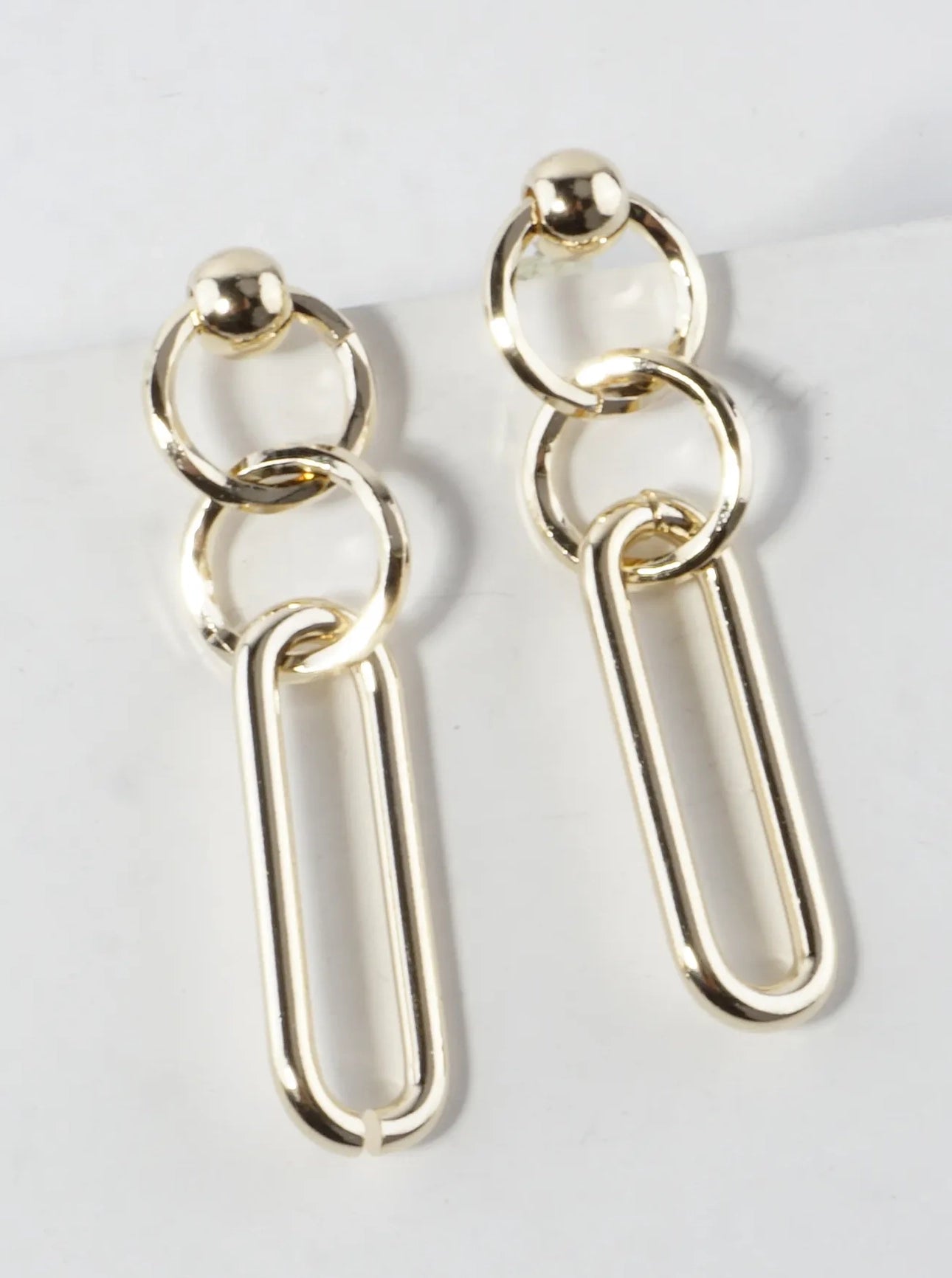 Gold Plated Oval Link Chain Drop Earring