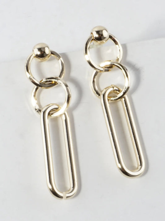 Gold Plated Oval Link Chain Drop Earring