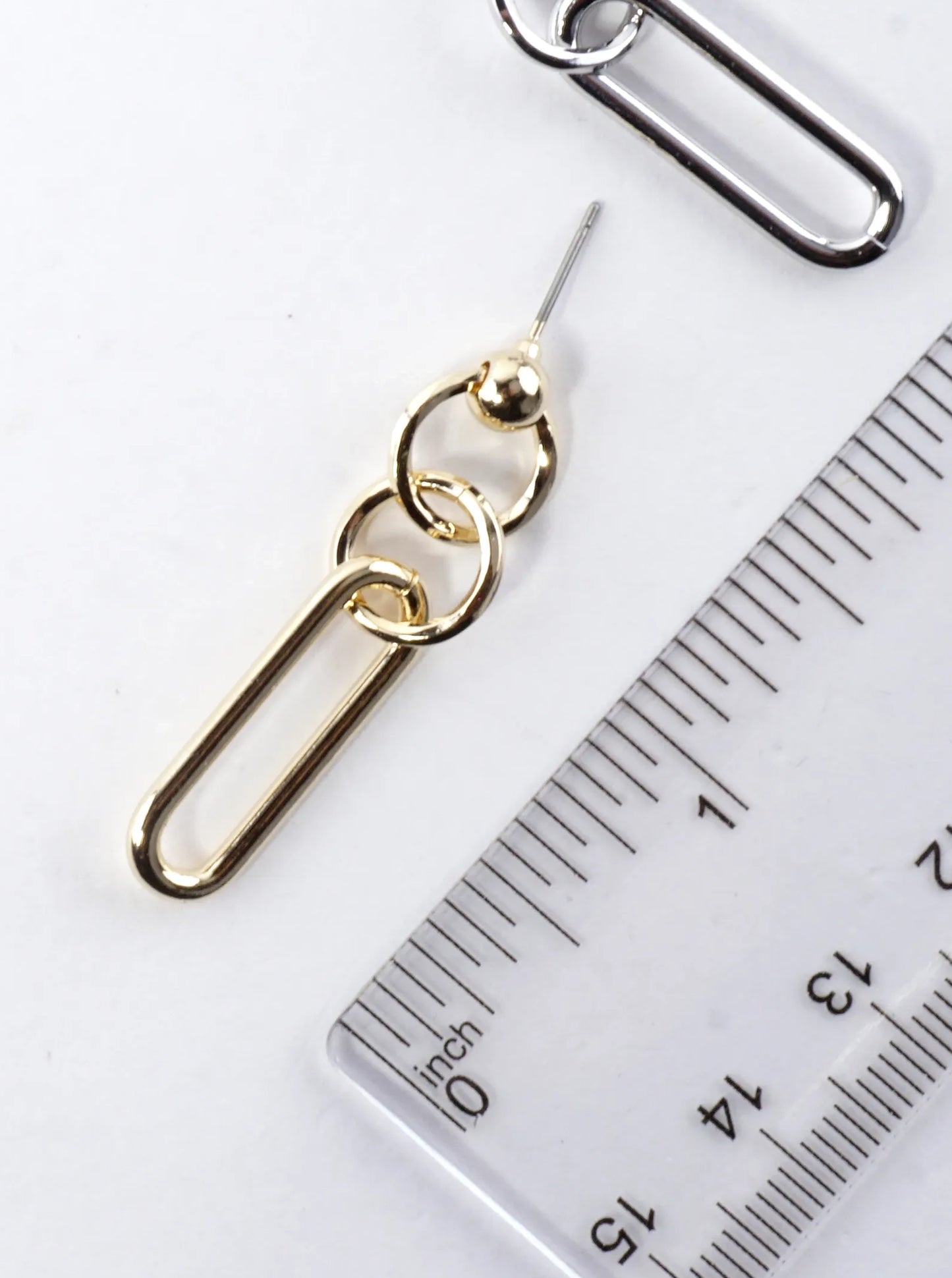 Gold Plated Oval Link Chain Drop Earring