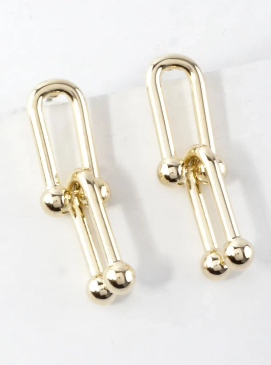 Gold Plated Horseshoe Chain Drop Earring