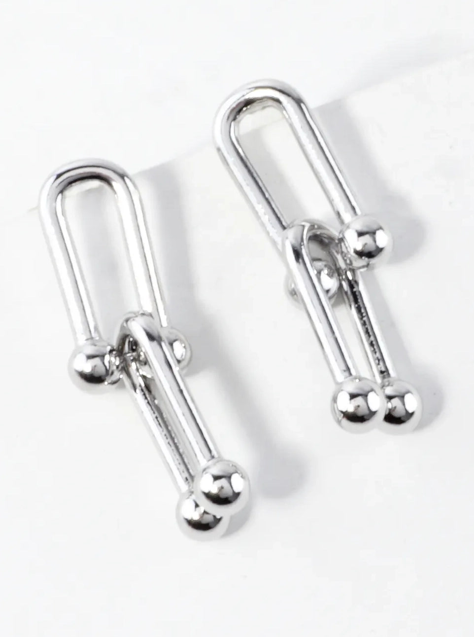 Gold Plated Horseshoe Chain Drop Earring