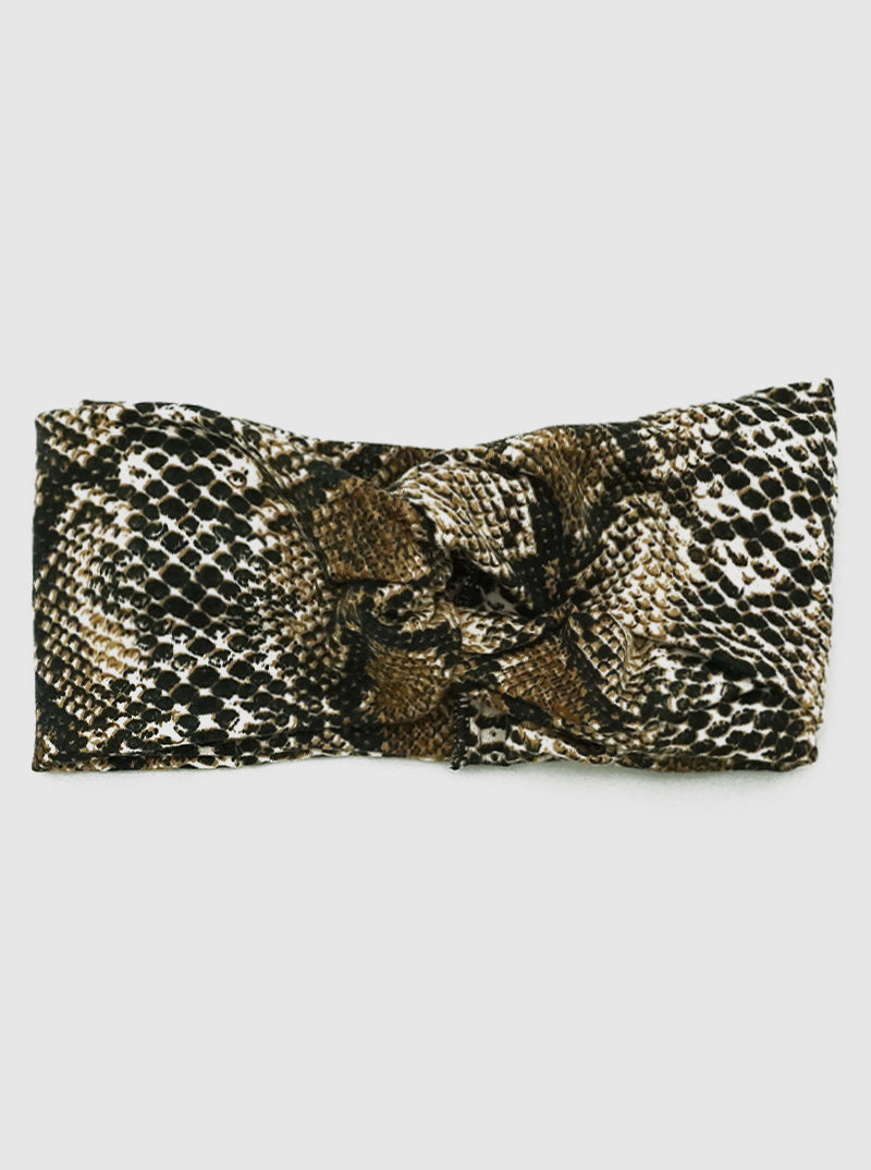 SNAKE SKIN ANIMAL PRINT TWISTED ELASTIC TURBAN HEAD WRAP HEADBAND