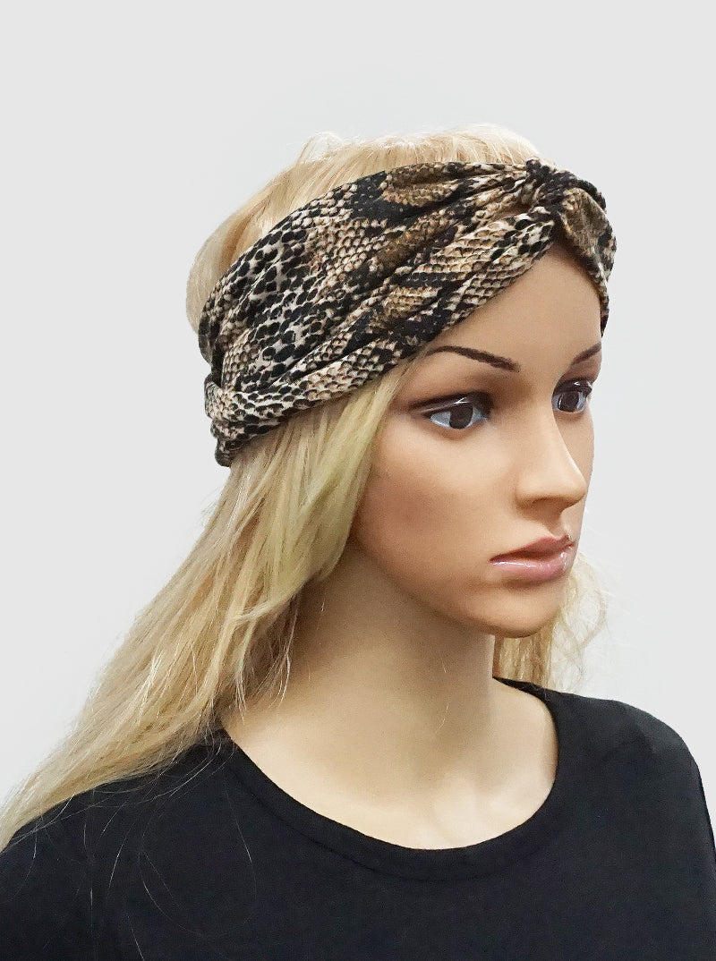 SNAKE SKIN ANIMAL PRINT TWISTED ELASTIC TURBAN HEAD WRAP HEADBAND