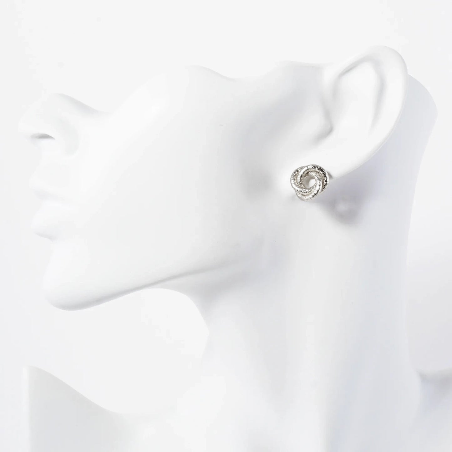 Sand-Texture 12mm Love-Knot Stud Earrings