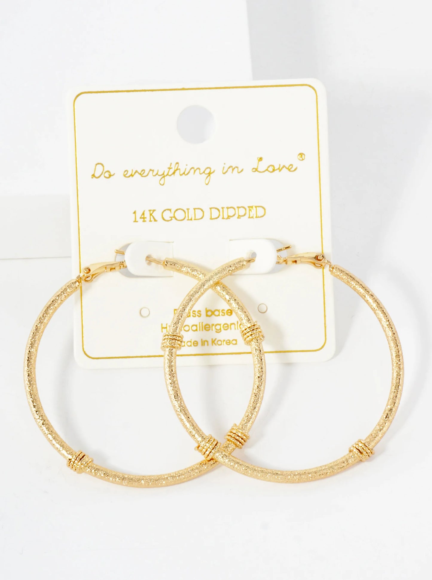 Sand-Texture 14K-Gold-Dipped 50mm Omega-Back Hoop Earrings