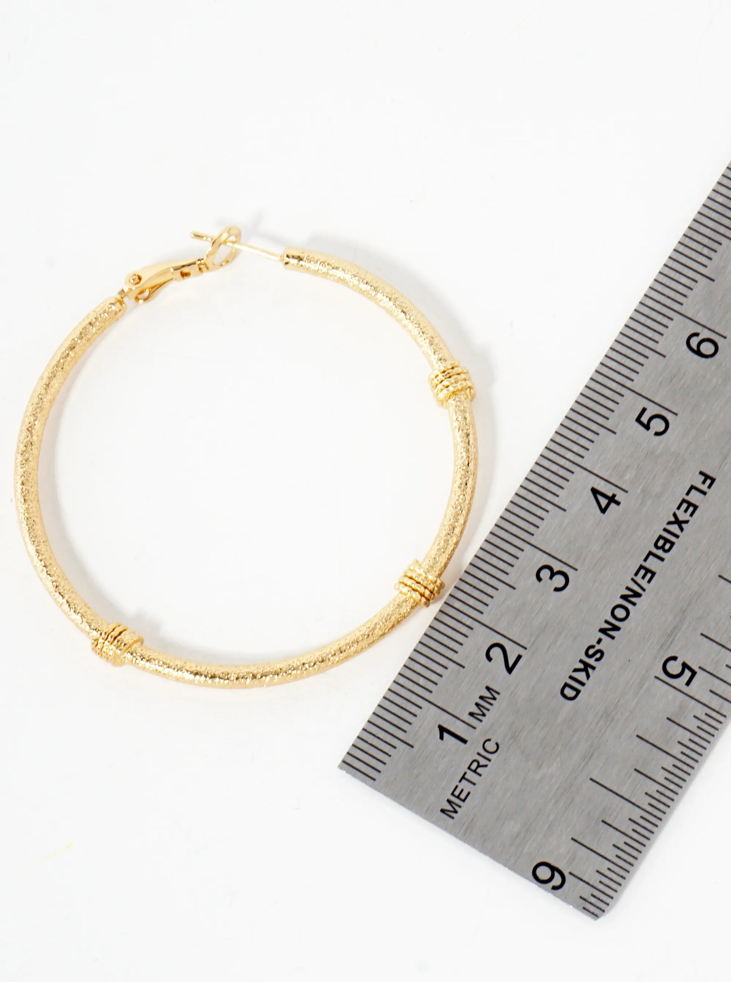Sand-Texture 14K-Gold-Dipped 50mm Omega-Back Hoop Earrings