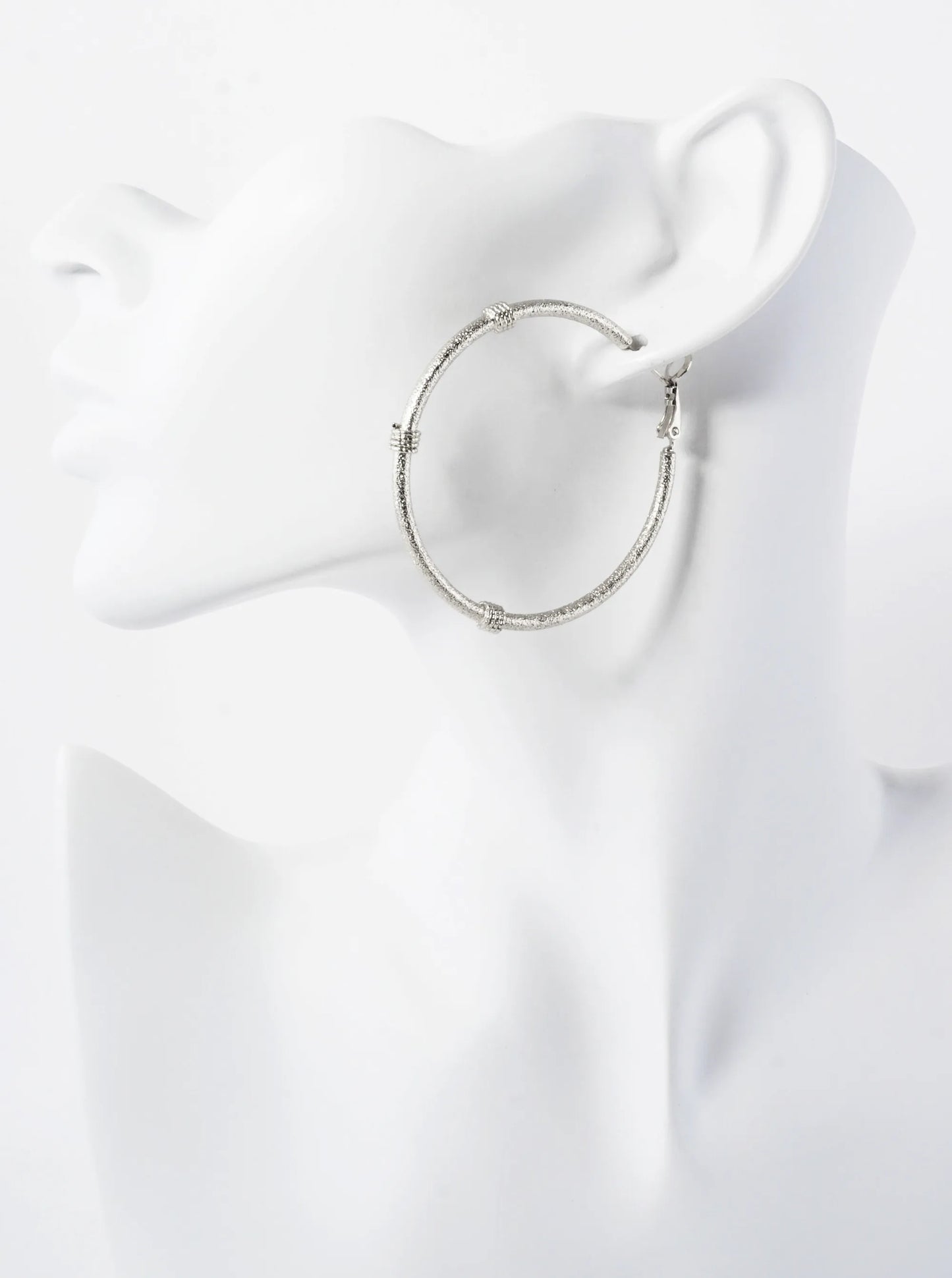 Sand-Texture 14K-Gold-Dipped 50mm Omega-Back Hoop Earrings