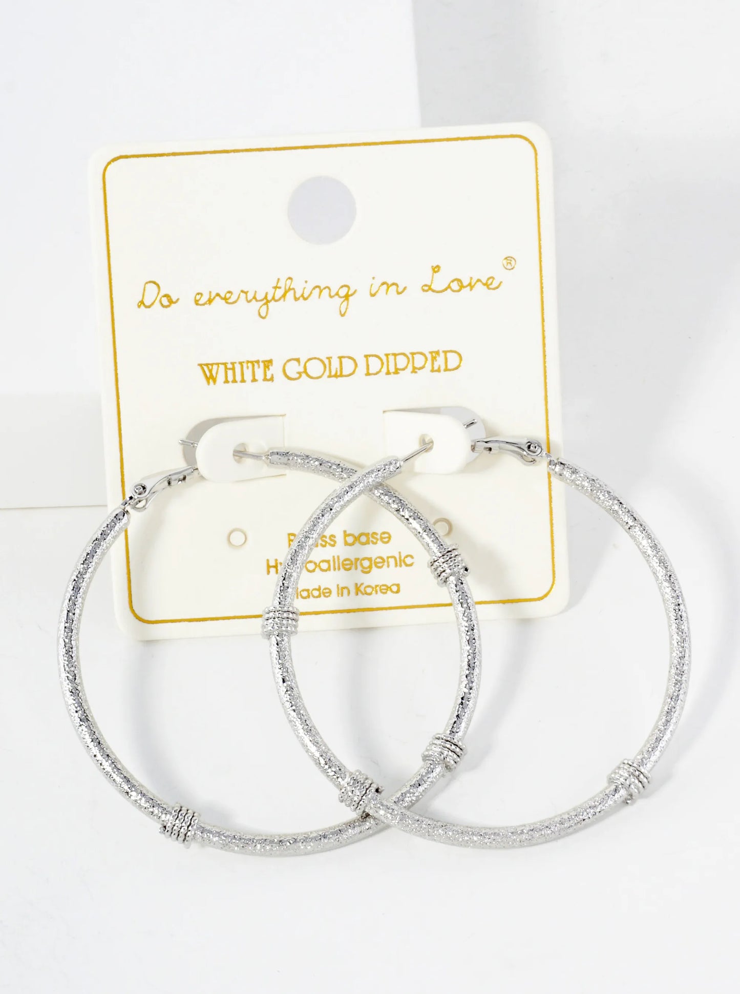 Sand-Texture 14K-Gold-Dipped 50mm Omega-Back Hoop Earrings