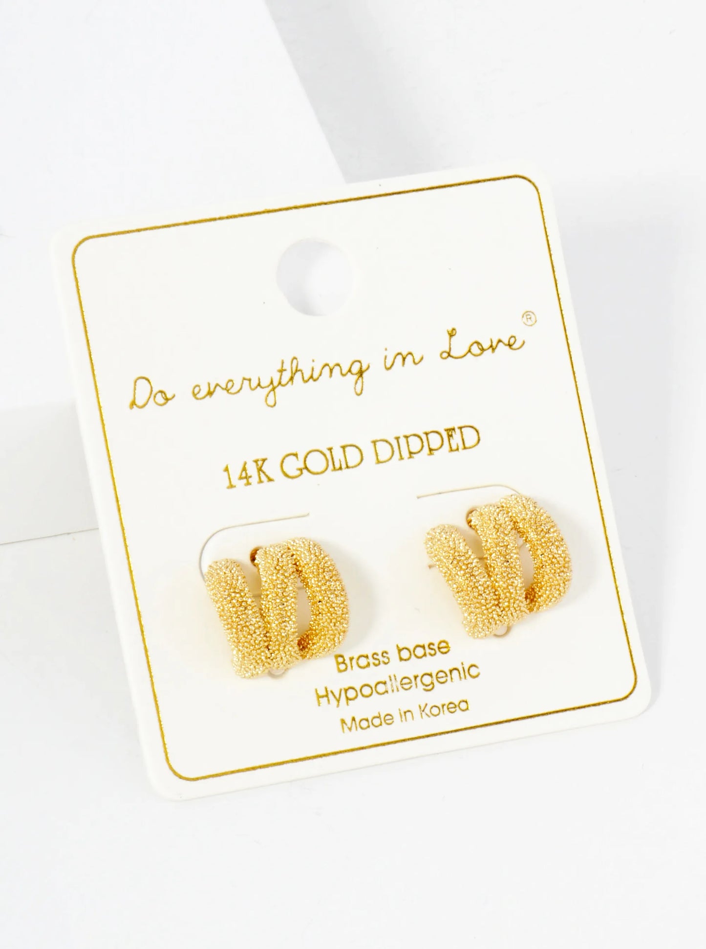 Sand-Texture 14K-Gold-Dipped Brass 12mm Claw Earrings