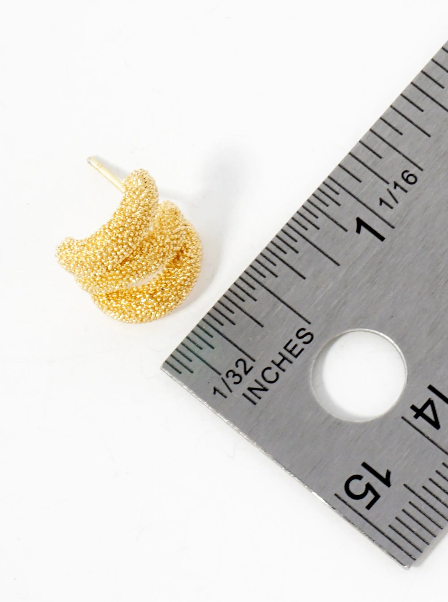 Sand-Texture 14K-Gold-Dipped Brass 12mm Claw Earrings