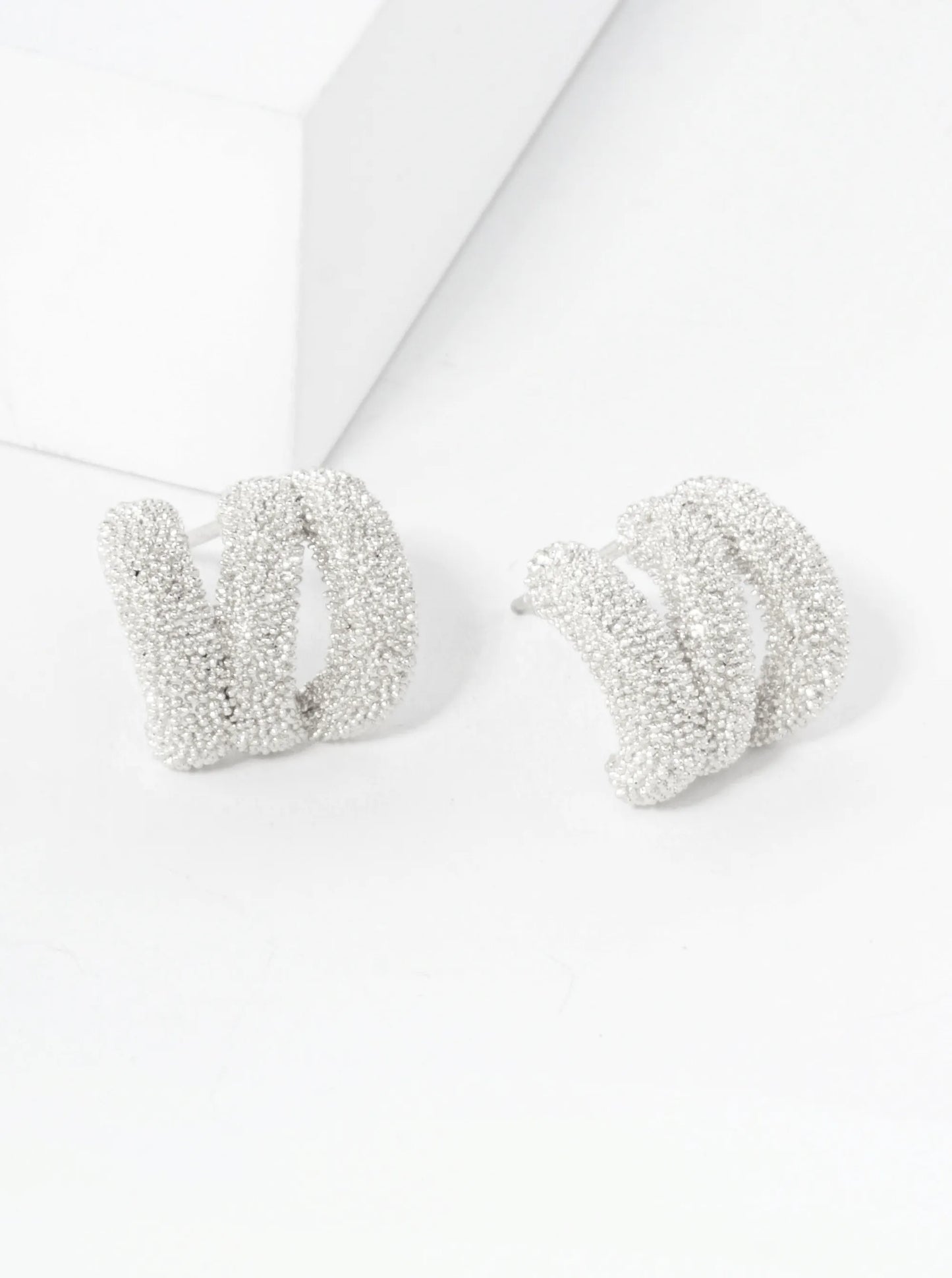 Sand-Texture 14K-Gold-Dipped Brass 12mm Claw Earrings