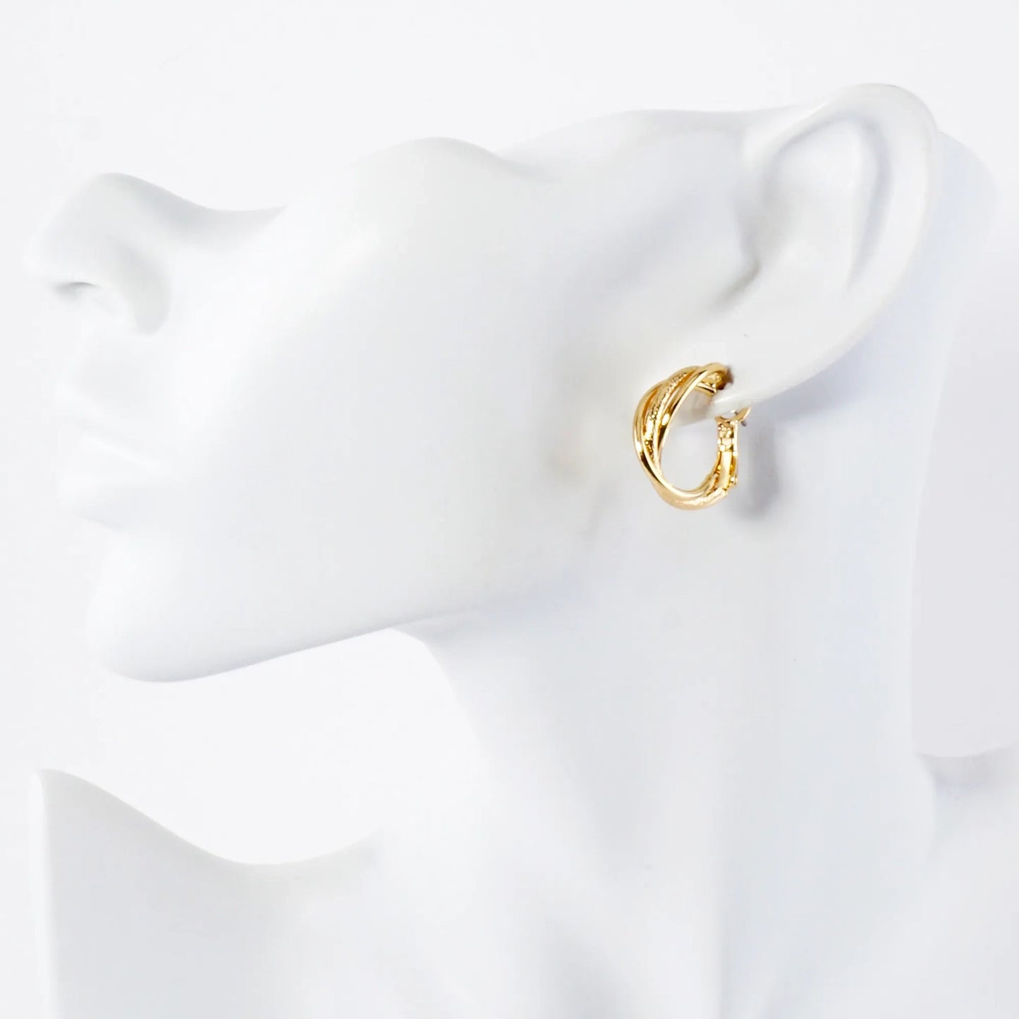 Sand-Texture 14K-Gold-Dipped Brass 20mm Twisted Omega-Back Hoop Earrings