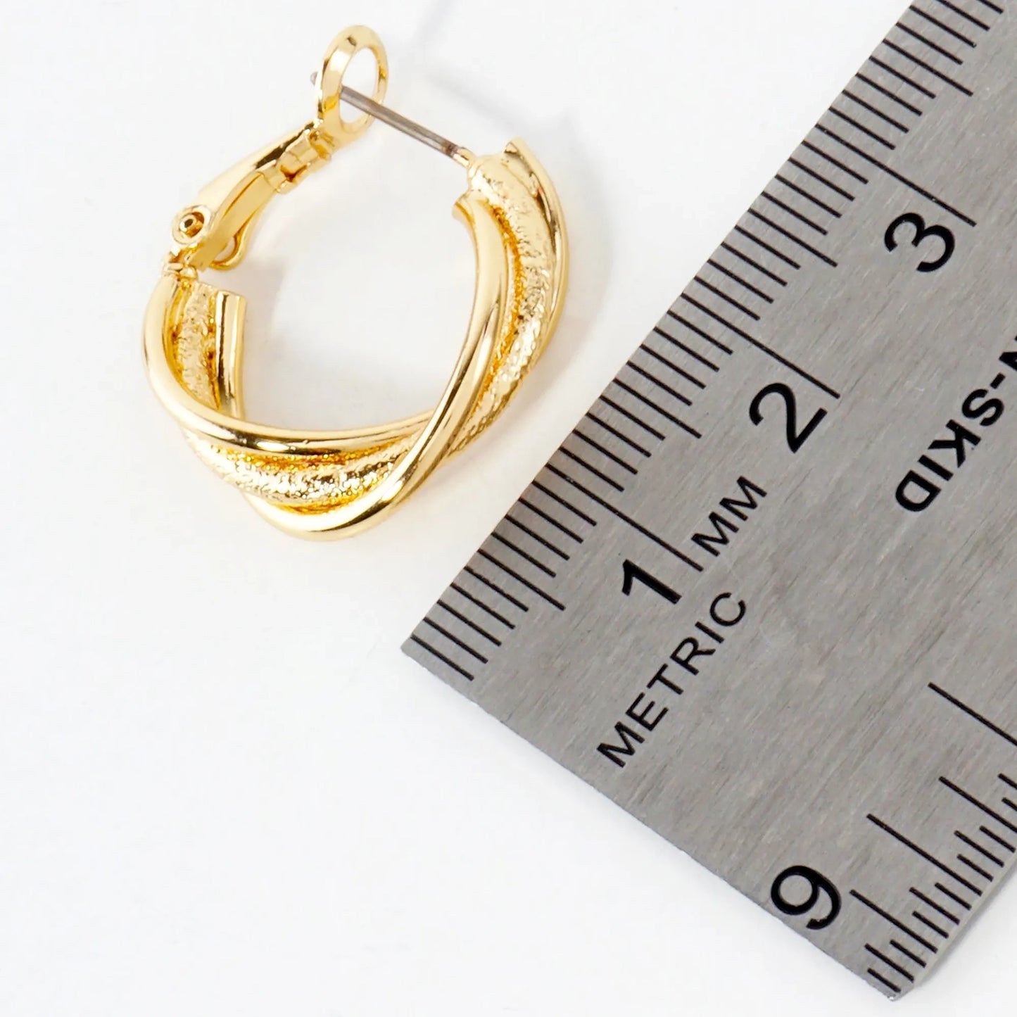 Sand-Texture 14K-Gold-Dipped Brass 20mm Twisted Omega-Back Hoop Earrings