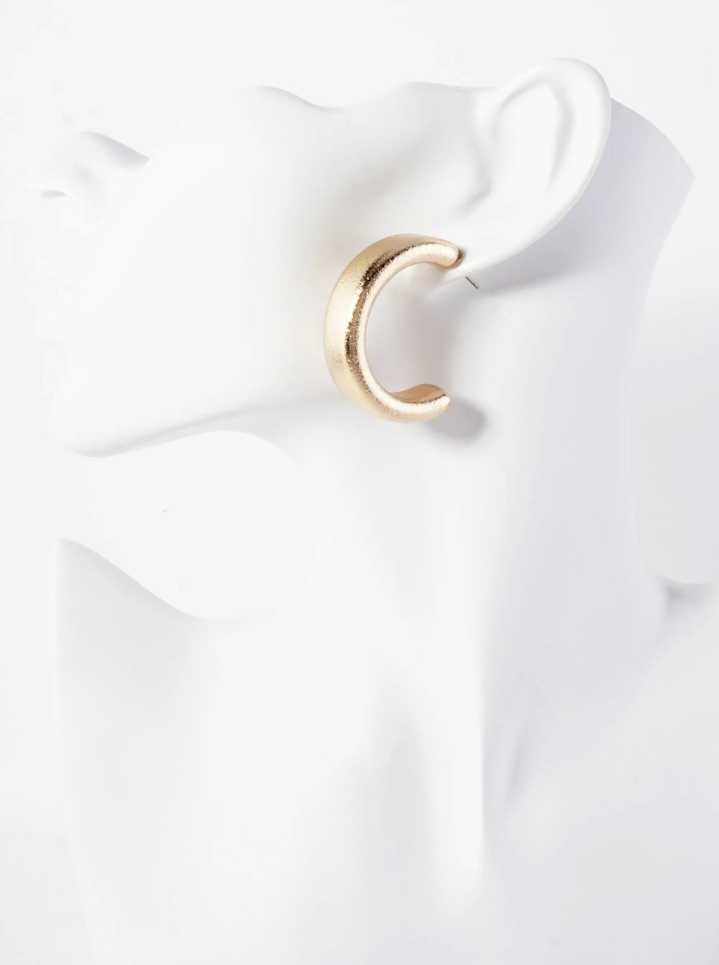 Sand-Texture 35mm Metallic Flat Hollow Hoop Earrings With-Titanium-Post